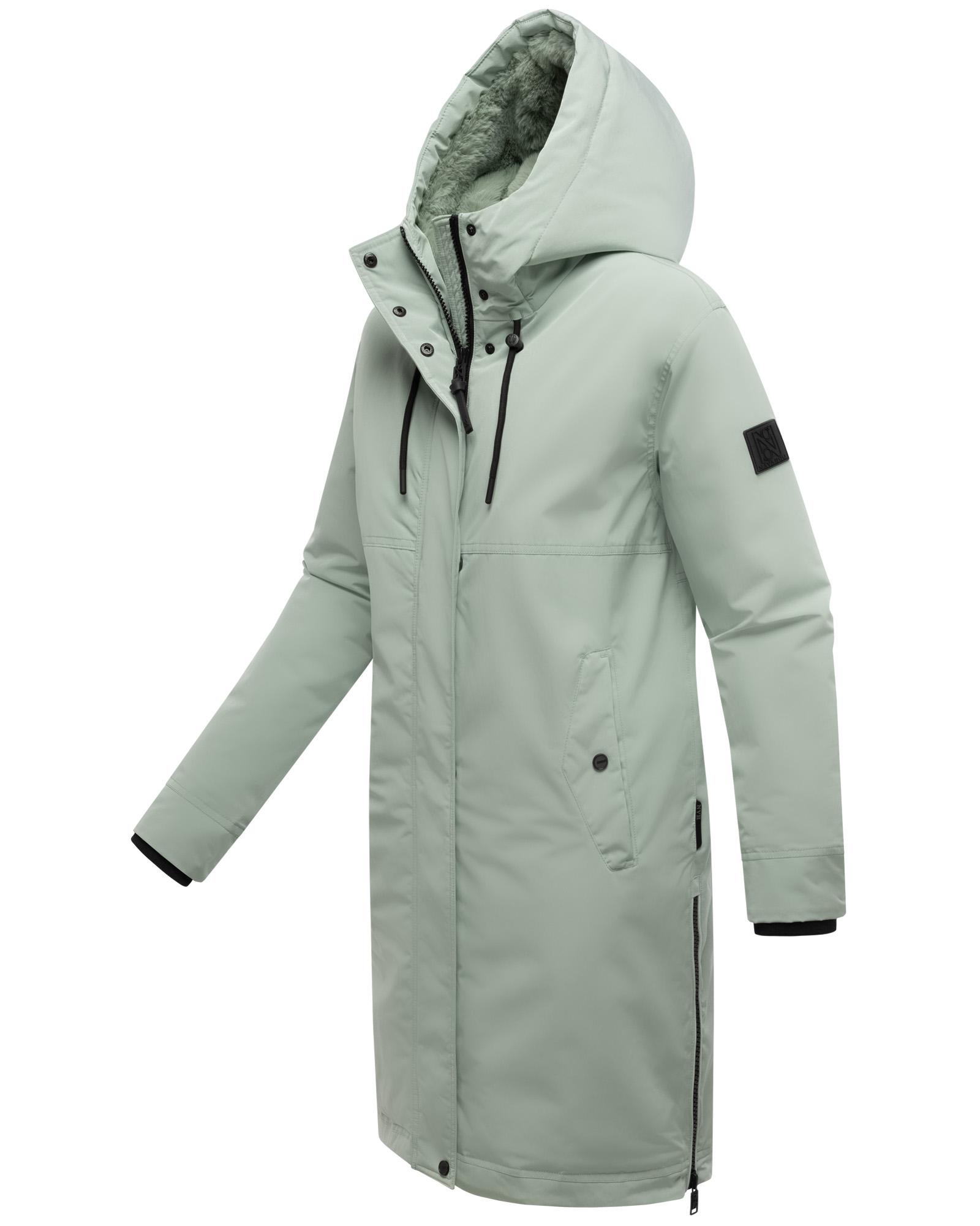 Wintermantel mit Kapuze "Hageltanz 14" Smokey Mint