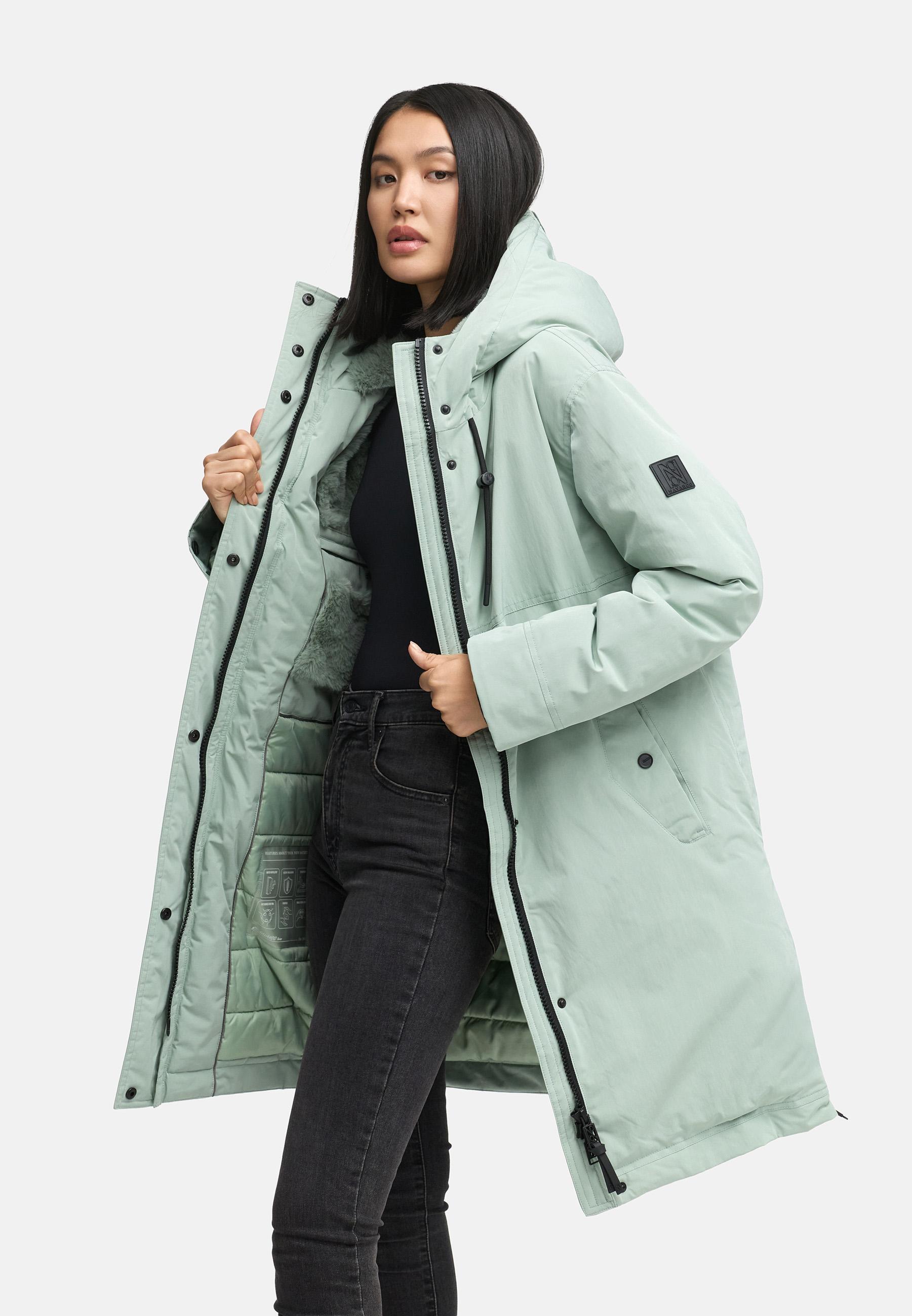 Wintermantel mit Kapuze "Hageltanz 14" Smokey Mint