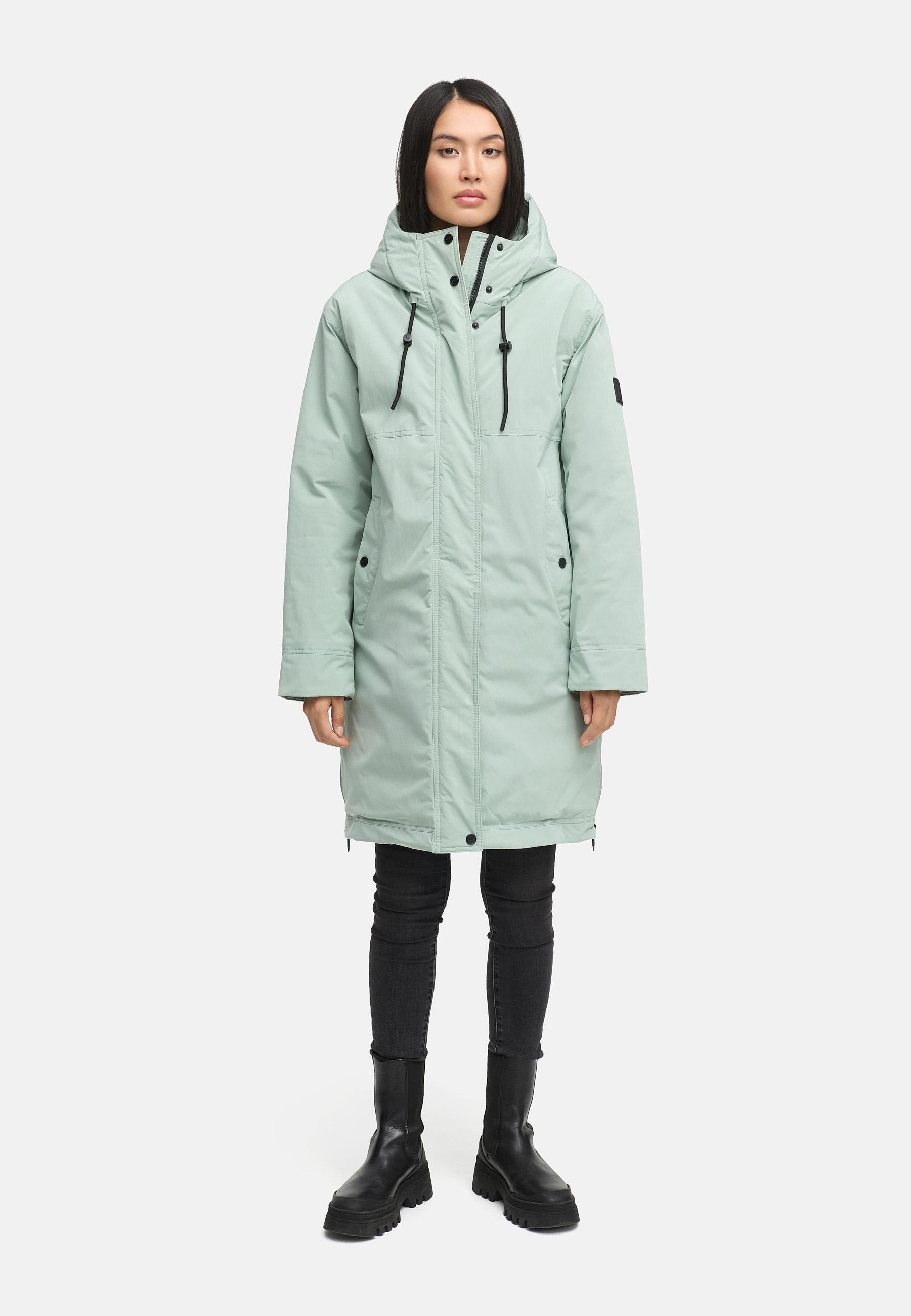 Wintermantel mit Kapuze "Hageltanz 14" Smokey Mint