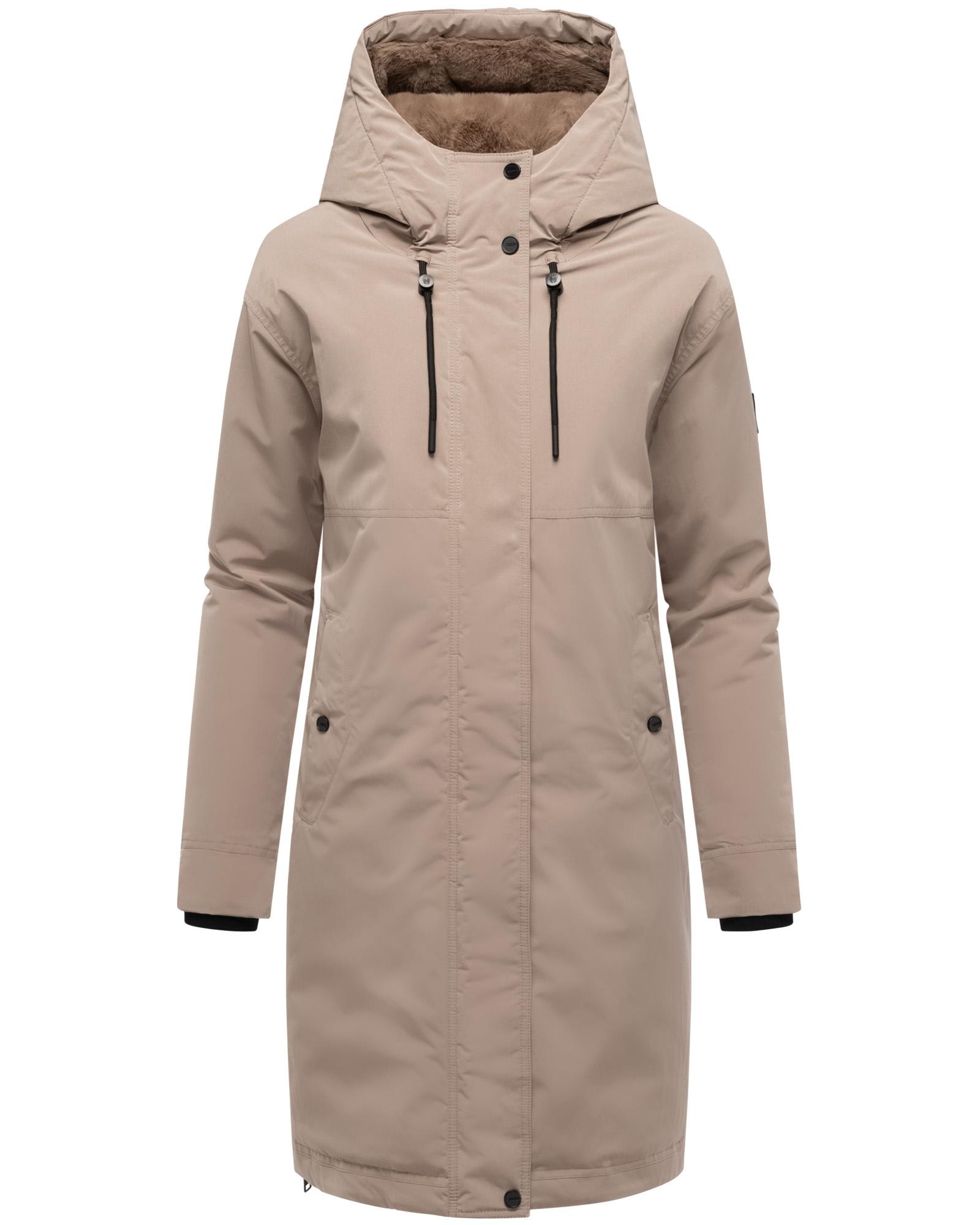 Wintermantel mit Kapuze "Hageltanz 14" Taupe Grey