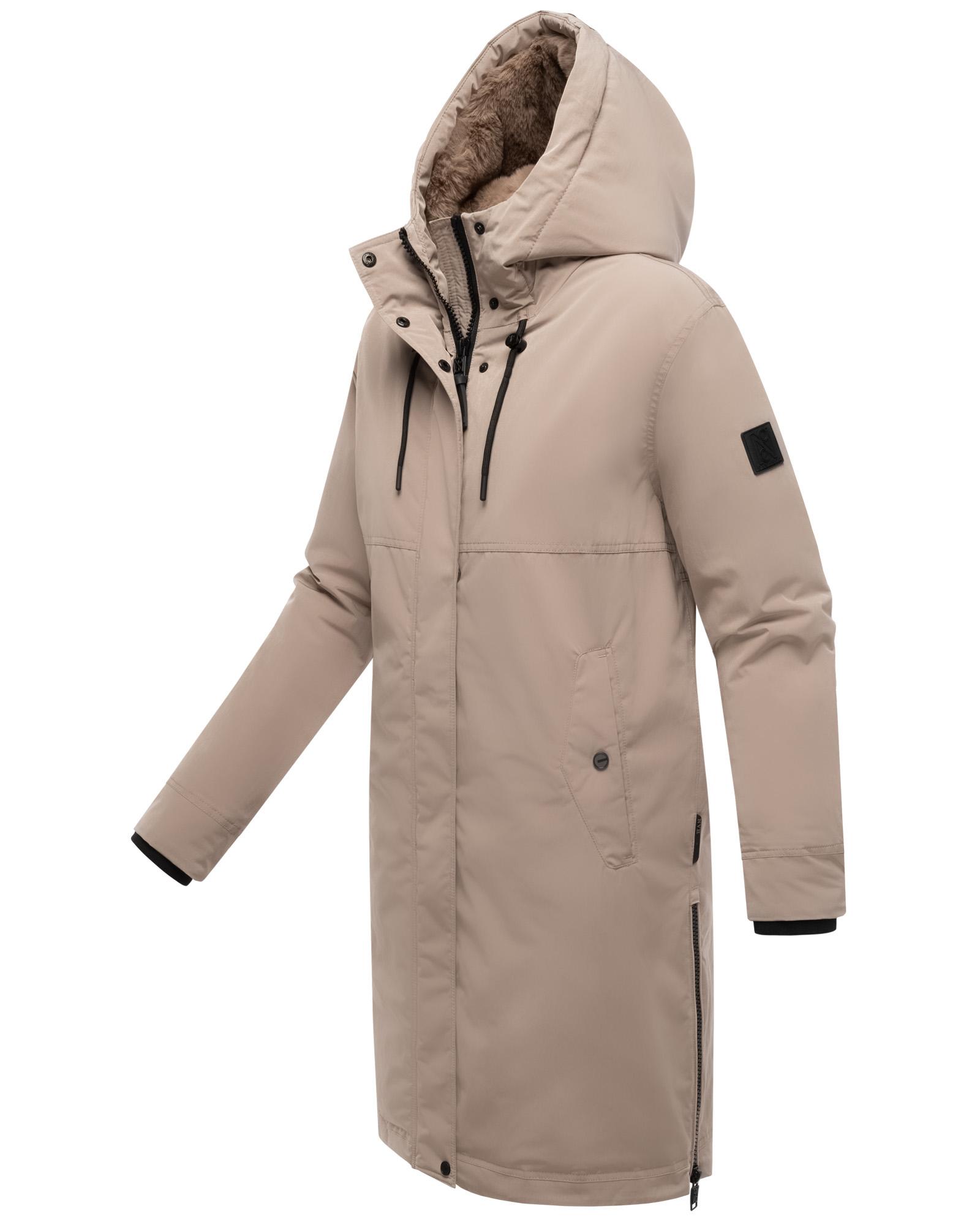 Wintermantel mit Kapuze "Hageltanz 14" Taupe Grey