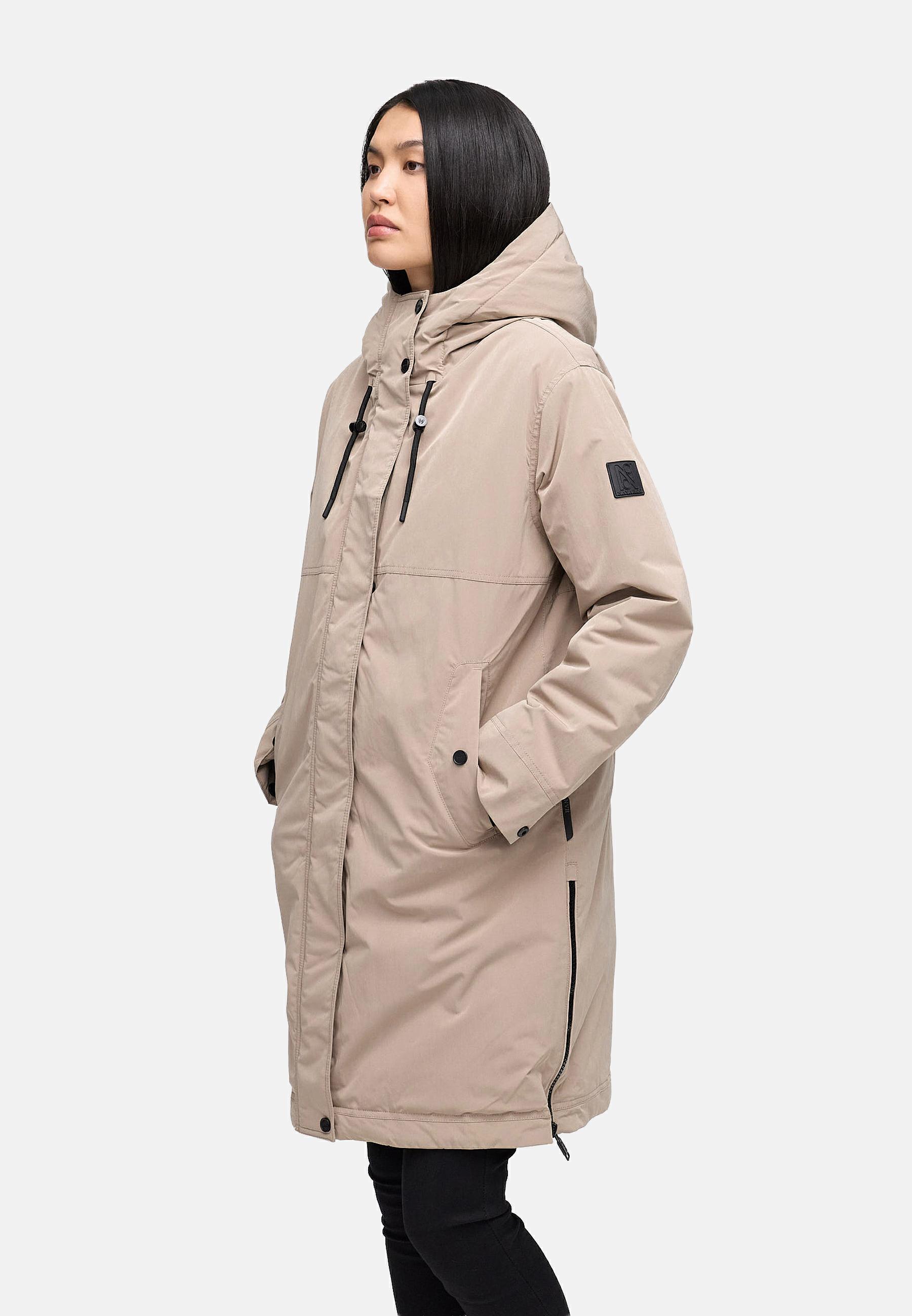 Wintermantel mit Kapuze "Hageltanz 14" Taupe Grey