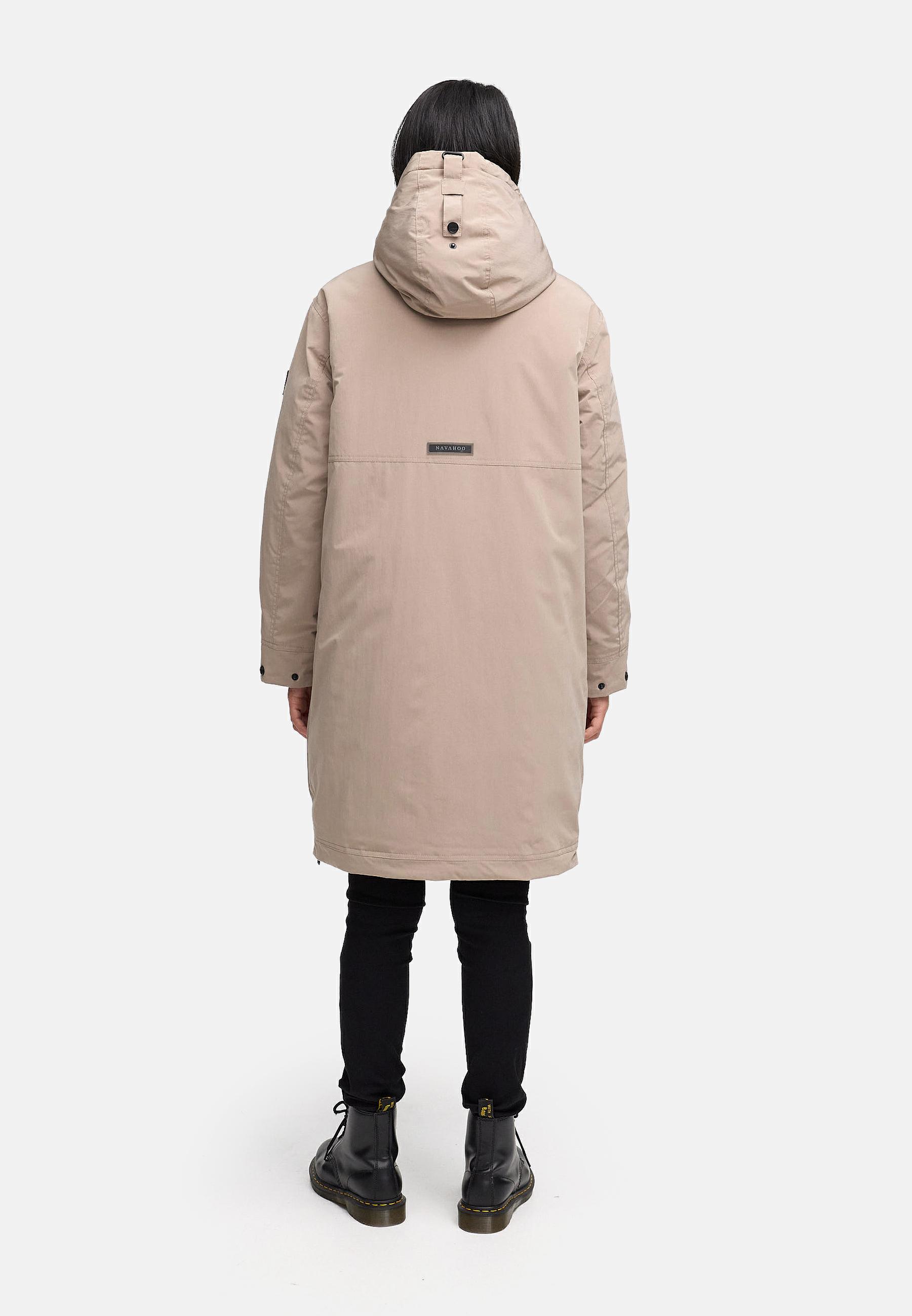 Wintermantel mit Kapuze "Hageltanz 14" Taupe Grey