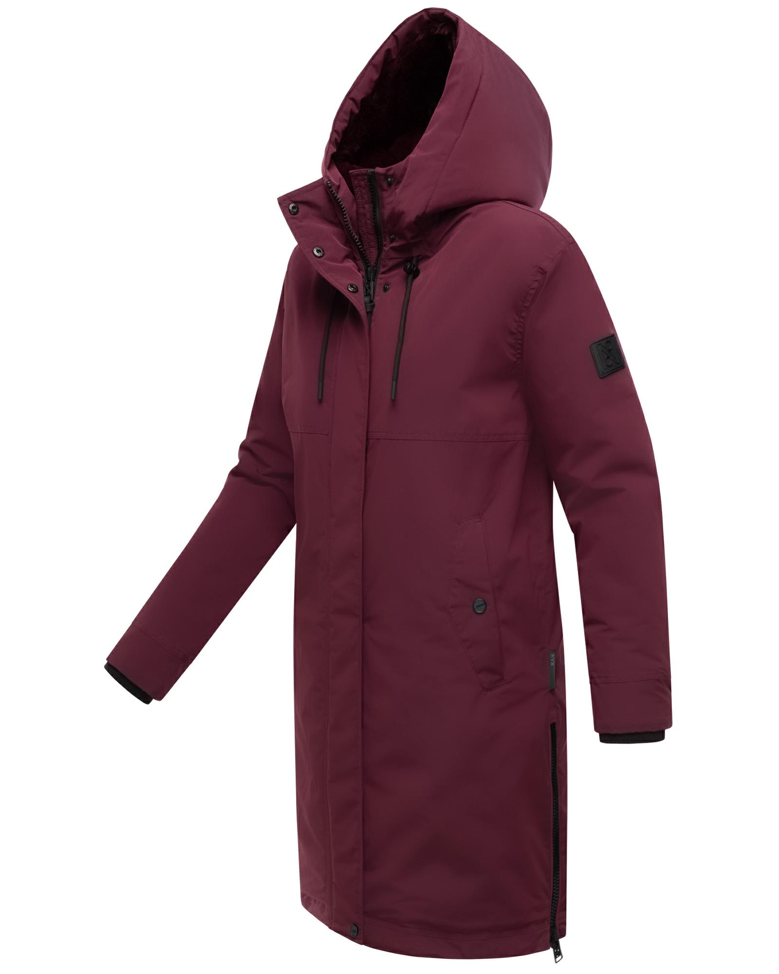 Wintermantel mit Kapuze "Hageltanz 14" Wine