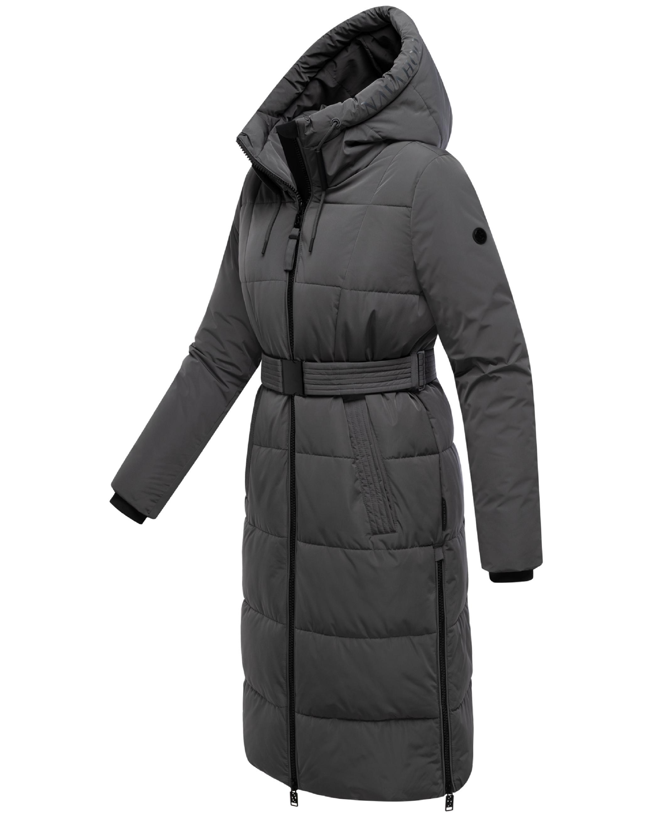 Warmer Steppmantel mit Taillengürtel "Herbstnebel 14" Anthracite