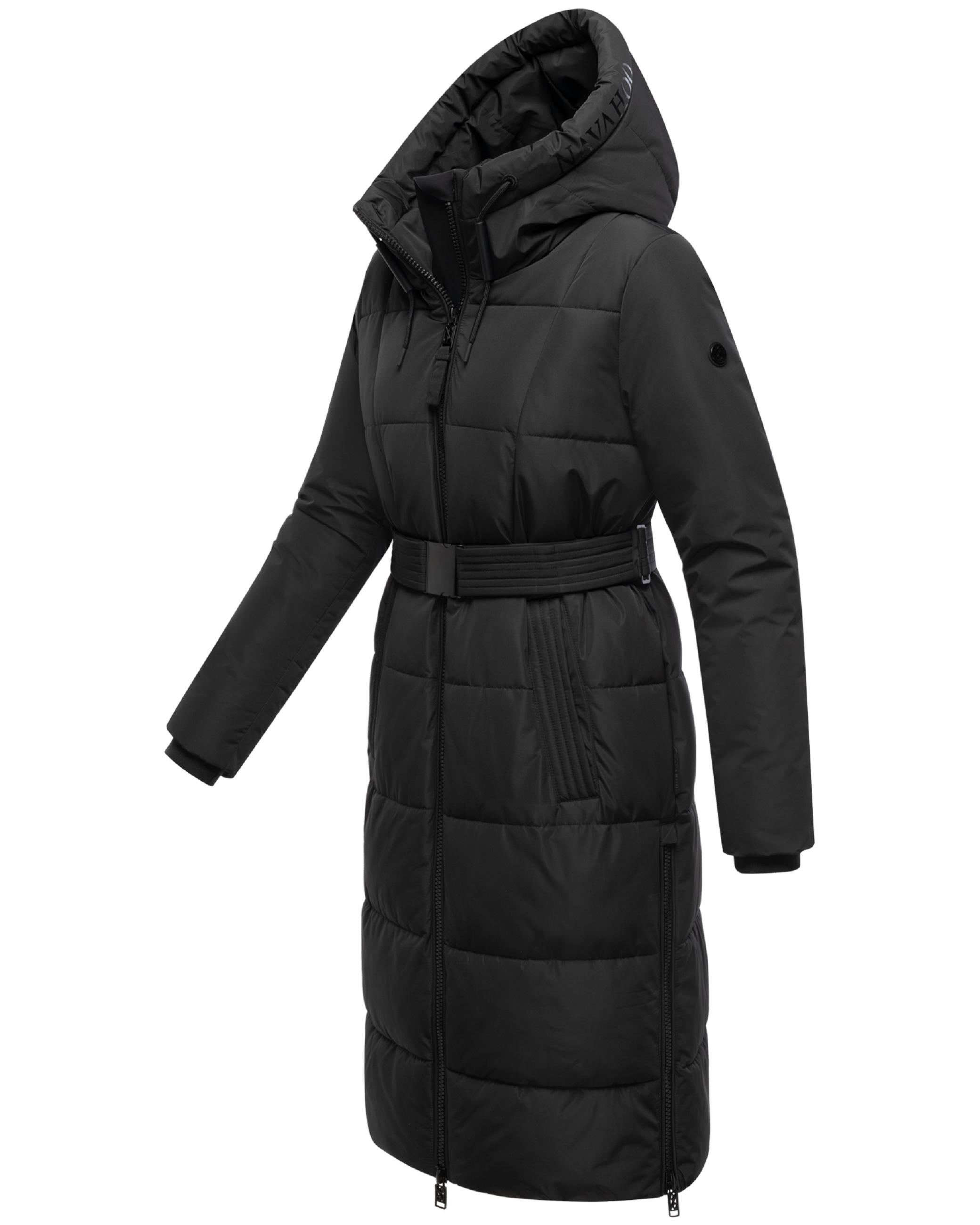 Warmer Steppmantel mit Taillengürtel "Herbstnebel 14" Black