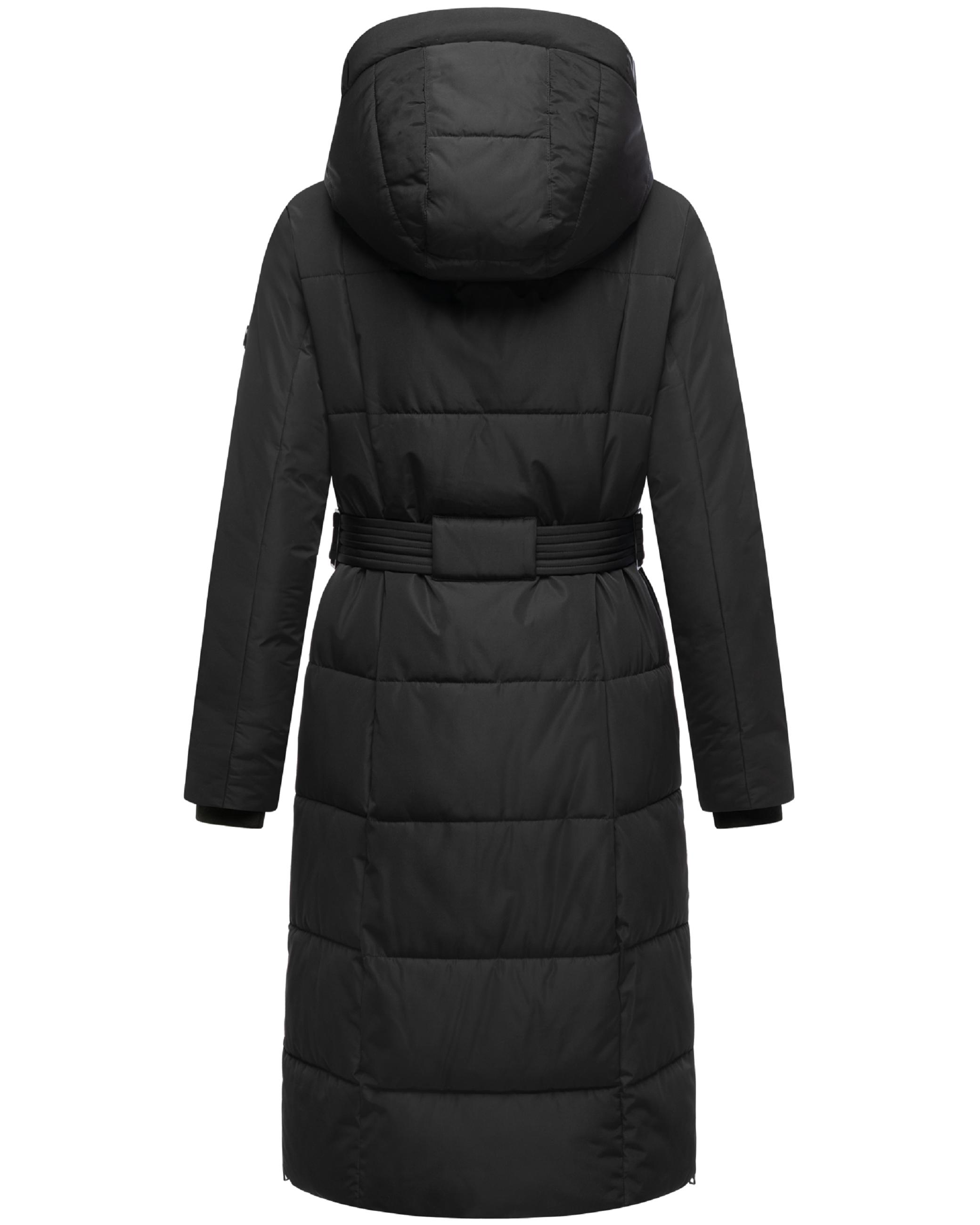 Warmer Steppmantel mit Taillengürtel "Herbstnebel 14" Black