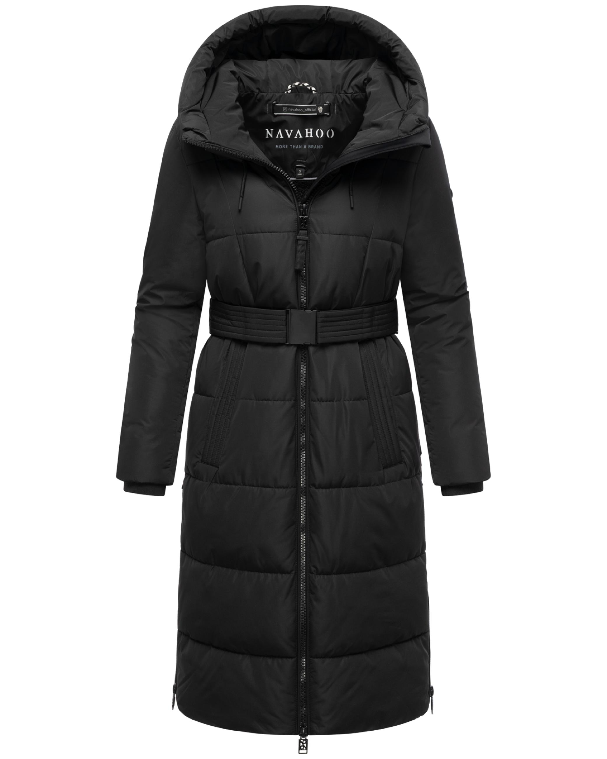 Warmer Steppmantel mit Taillengürtel "Herbstnebel 14" Black