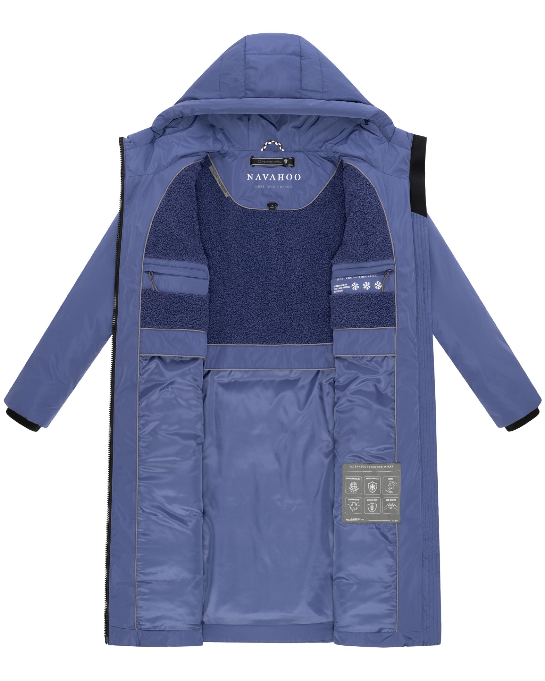 Warmer Steppmantel mit Taillengürtel "Herbstnebel 14" Blue Violet
