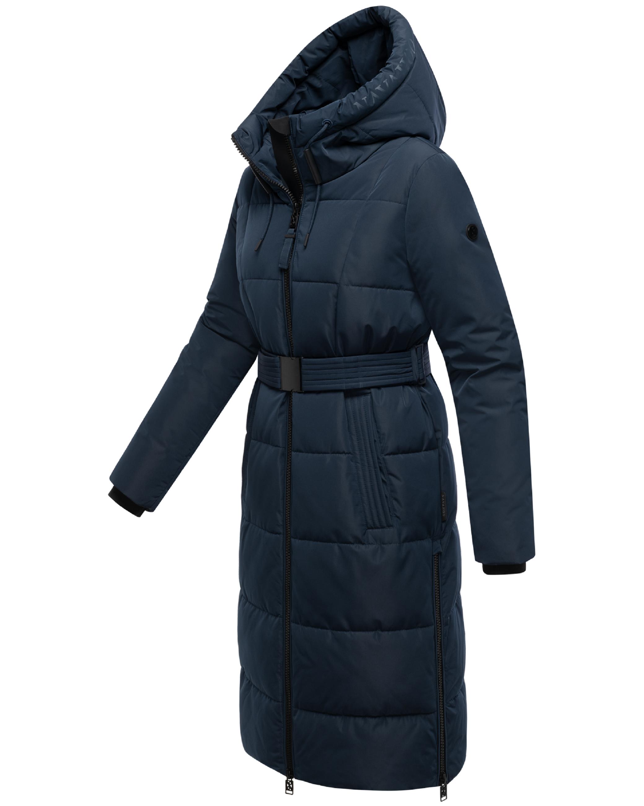 Warmer Steppmantel mit Taillengürtel "Herbstnebel 14" Navy