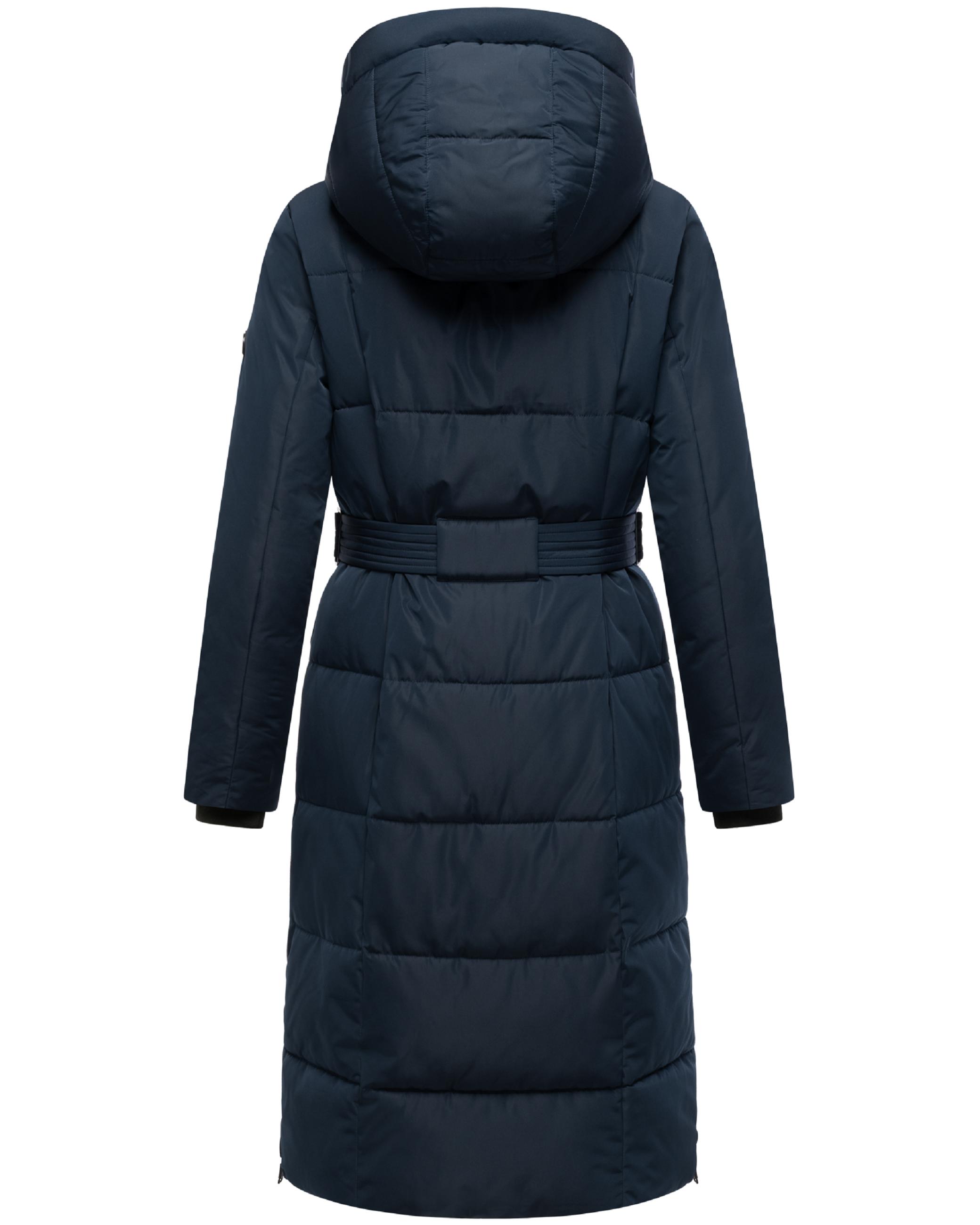 Warmer Steppmantel mit Taillengürtel "Herbstnebel 14" Navy