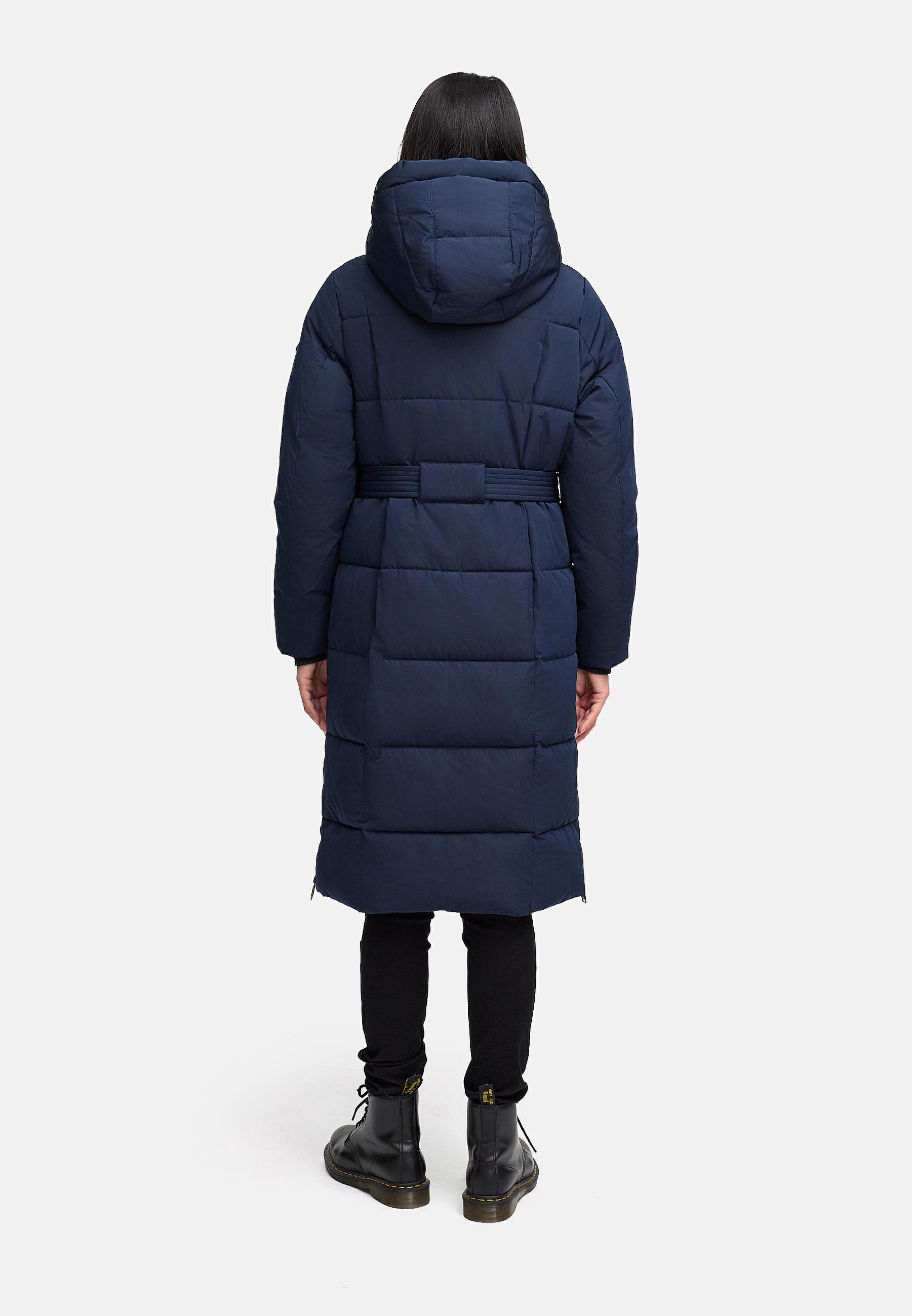 Warmer Steppmantel mit Taillengürtel "Herbstnebel 14" Navy