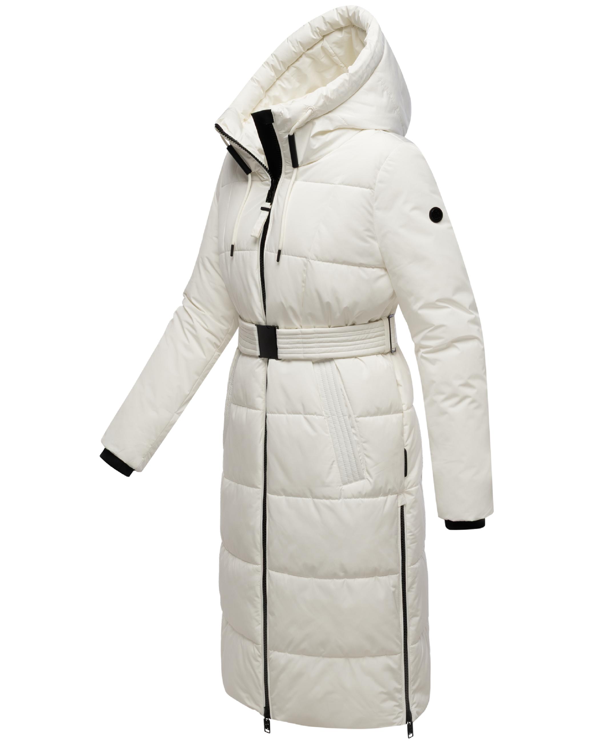 Warmer Steppmantel mit Taillengürtel "Herbstnebel 14" Off White