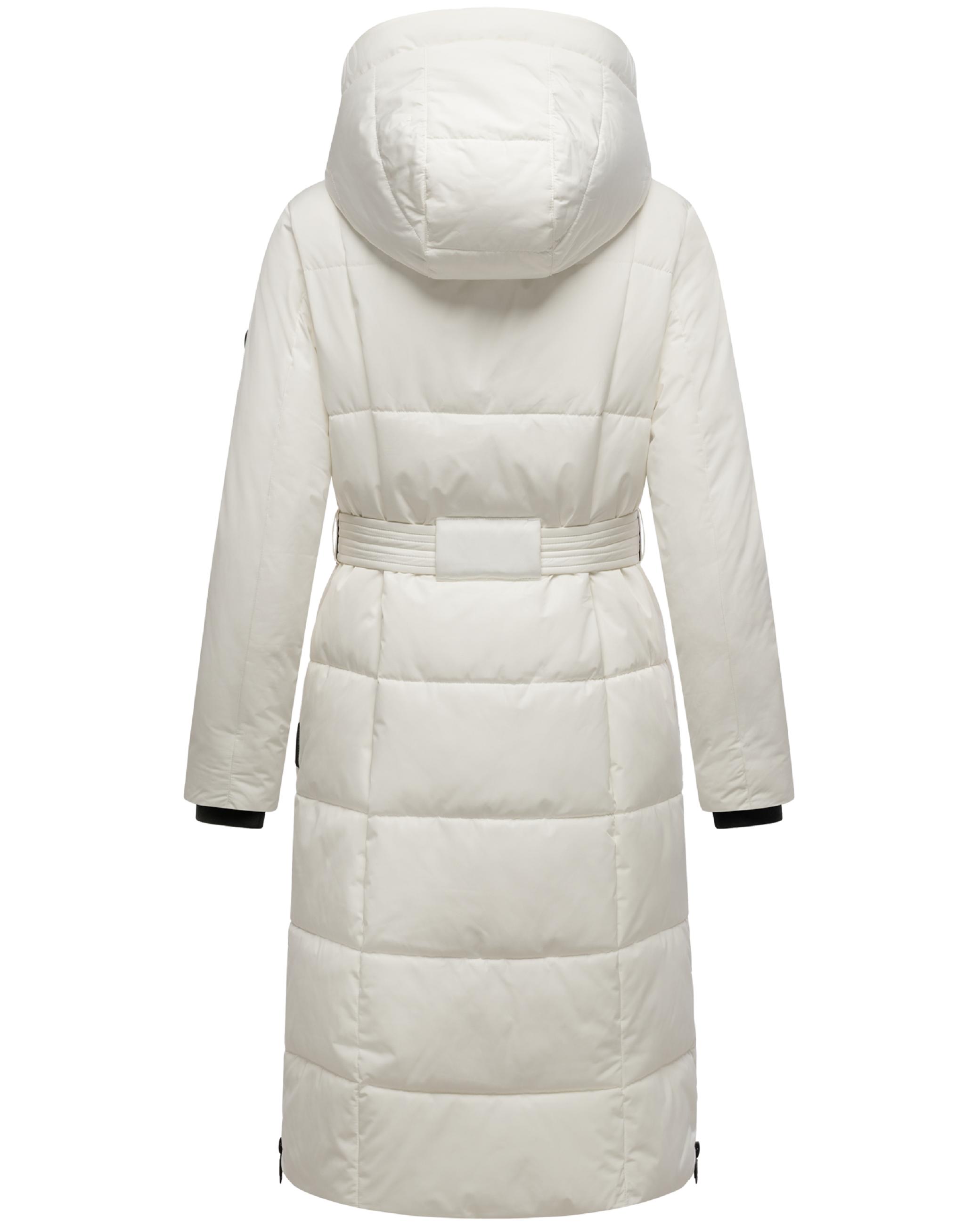 Warmer Steppmantel mit Taillengürtel "Herbstnebel 14" Off White