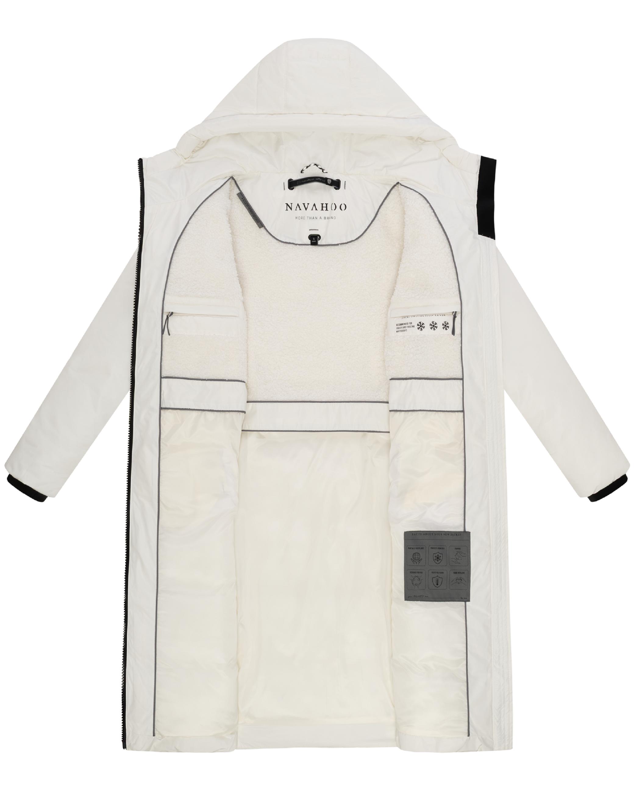 Warmer Steppmantel mit Taillengürtel "Herbstnebel 14" Off White