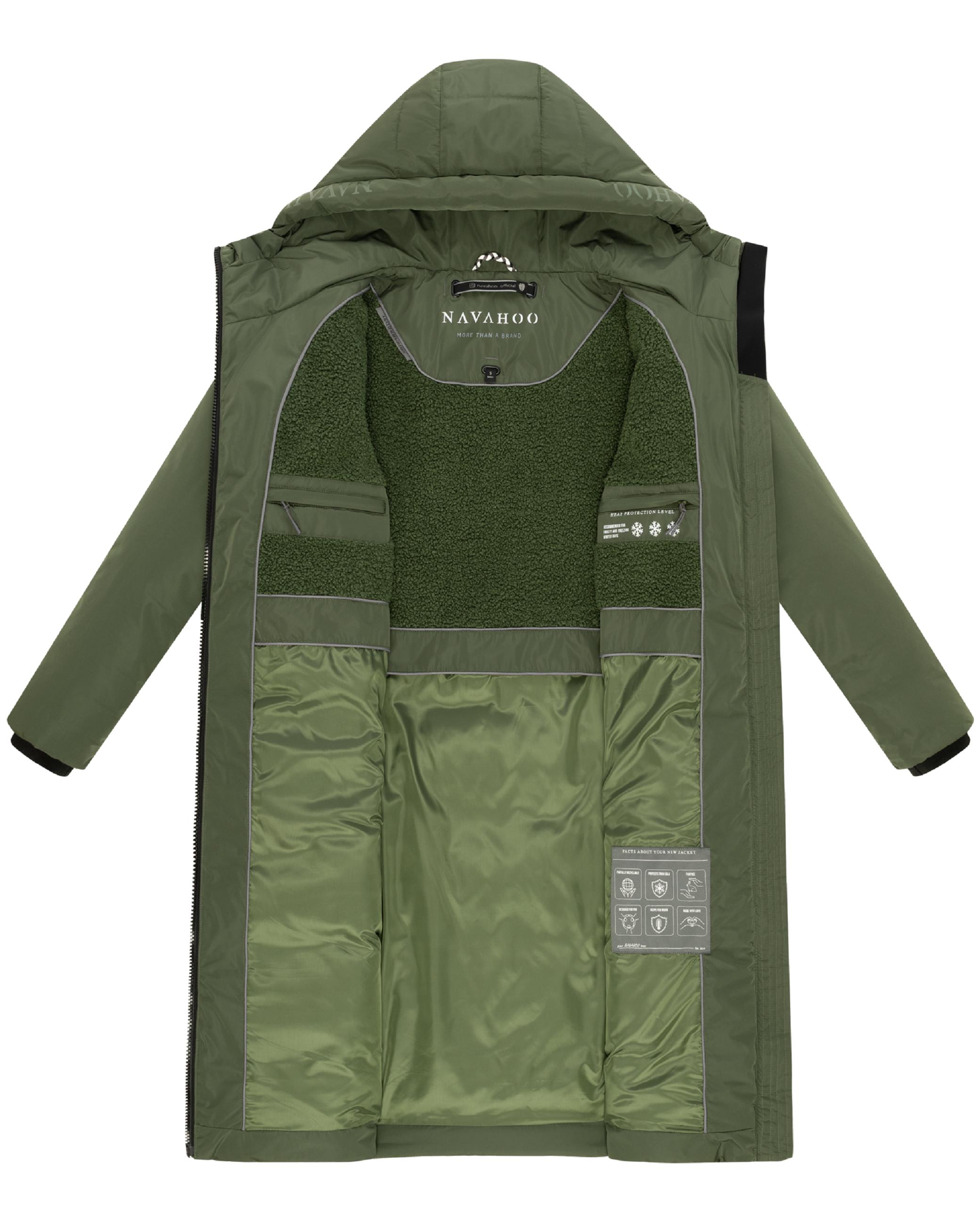 Warmer Steppmantel mit Taillengürtel "Herbstnebel 14" Pine Olive