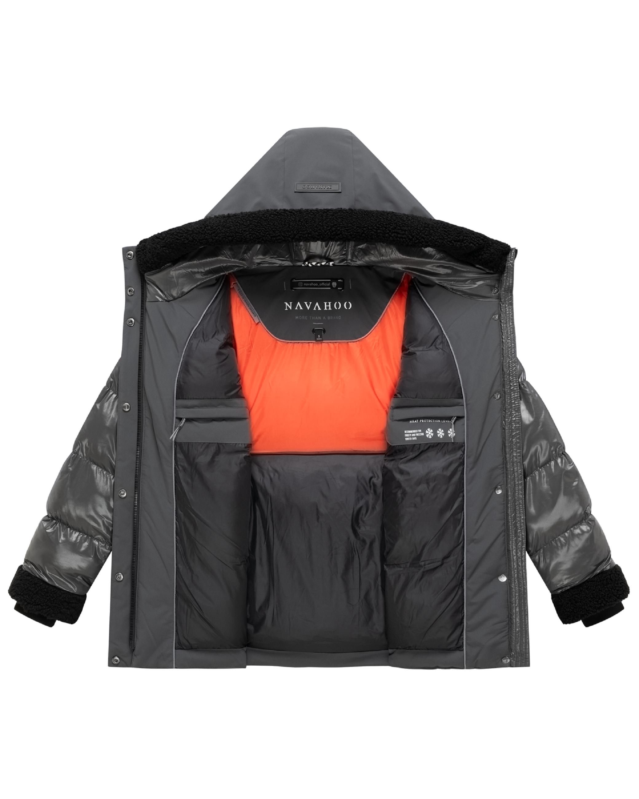 Warme Jacke mit Teddy-Kunstfell Details "Herzschmelz 14" Anthracite
