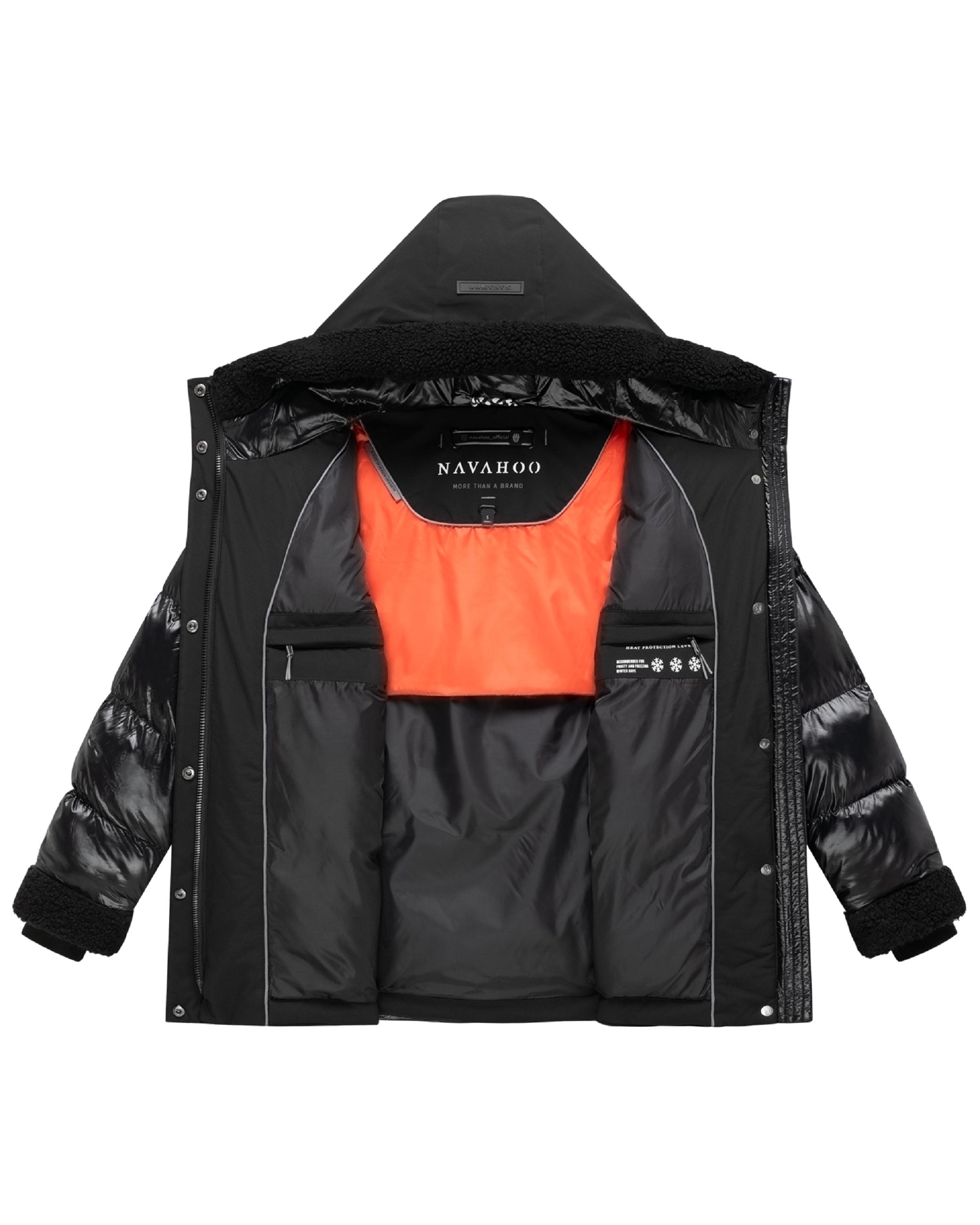 Warme Jacke mit Teddy-Kunstfell Details "Herzschmelz 14" Black