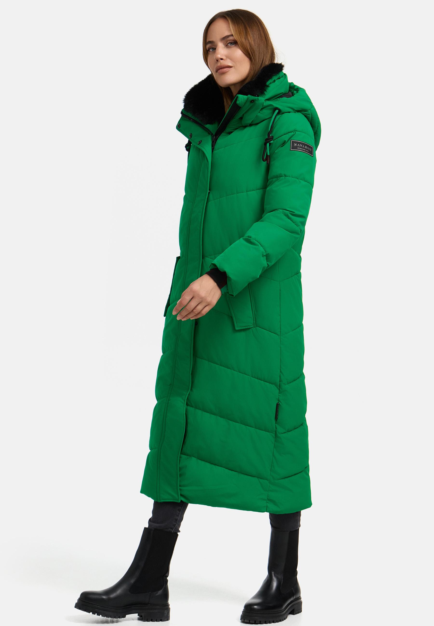 Extralanger Steppmantel "Hingucker XIV" Smaragd Green