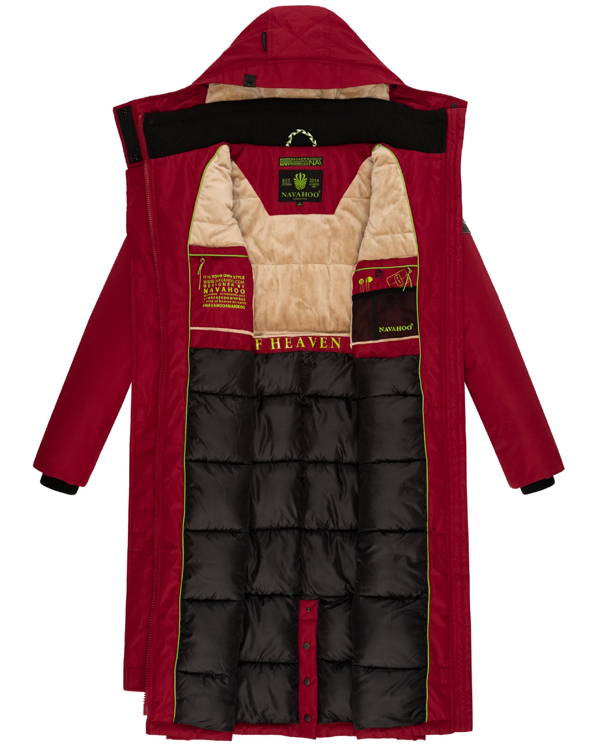 Wintermantel mit hohem Kragen und weicher Kapuze "Hokulanii" Dark Red