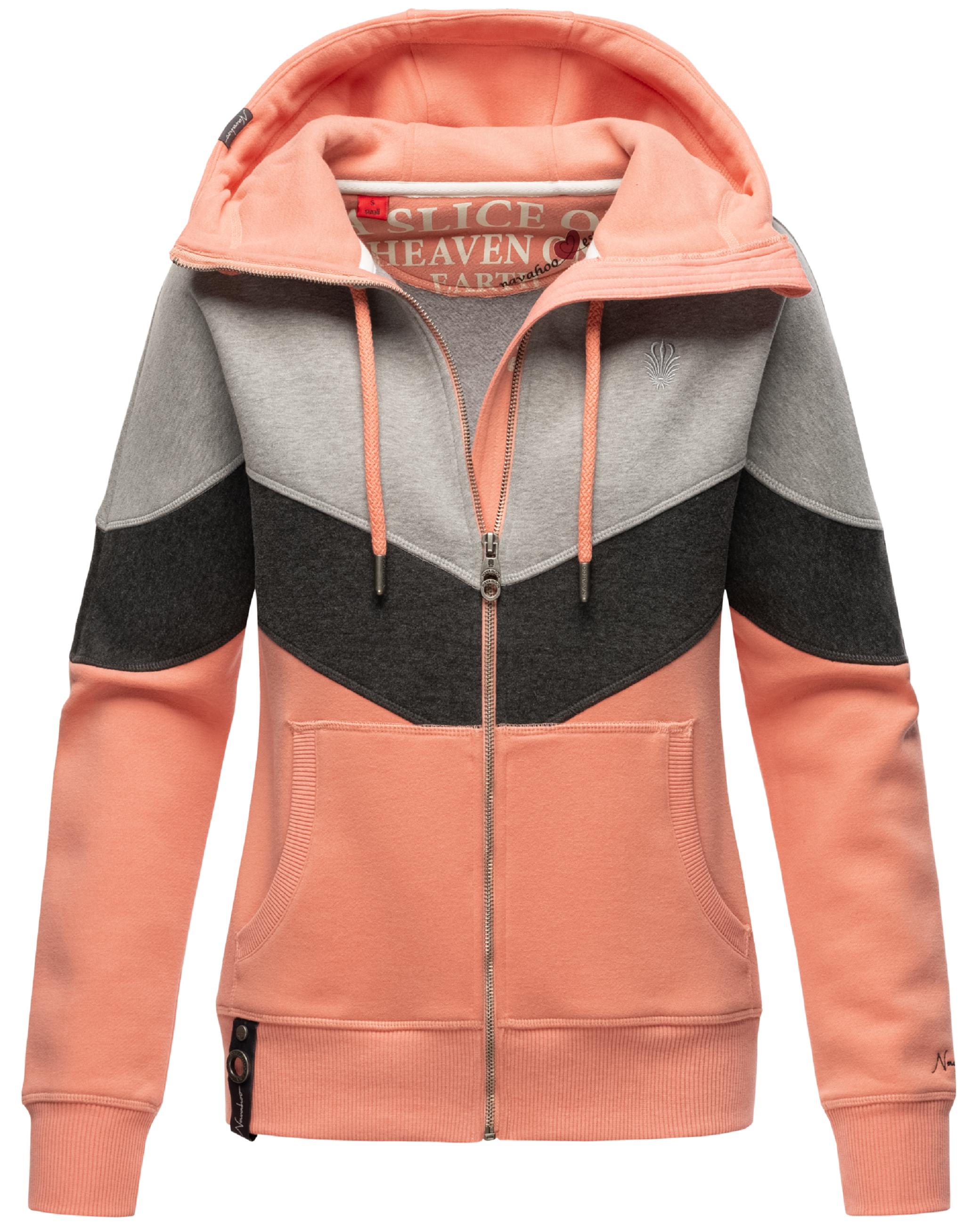 Extraweiche Kapuzen-Sweatjacke Multicolor "Honigperle" Apricot