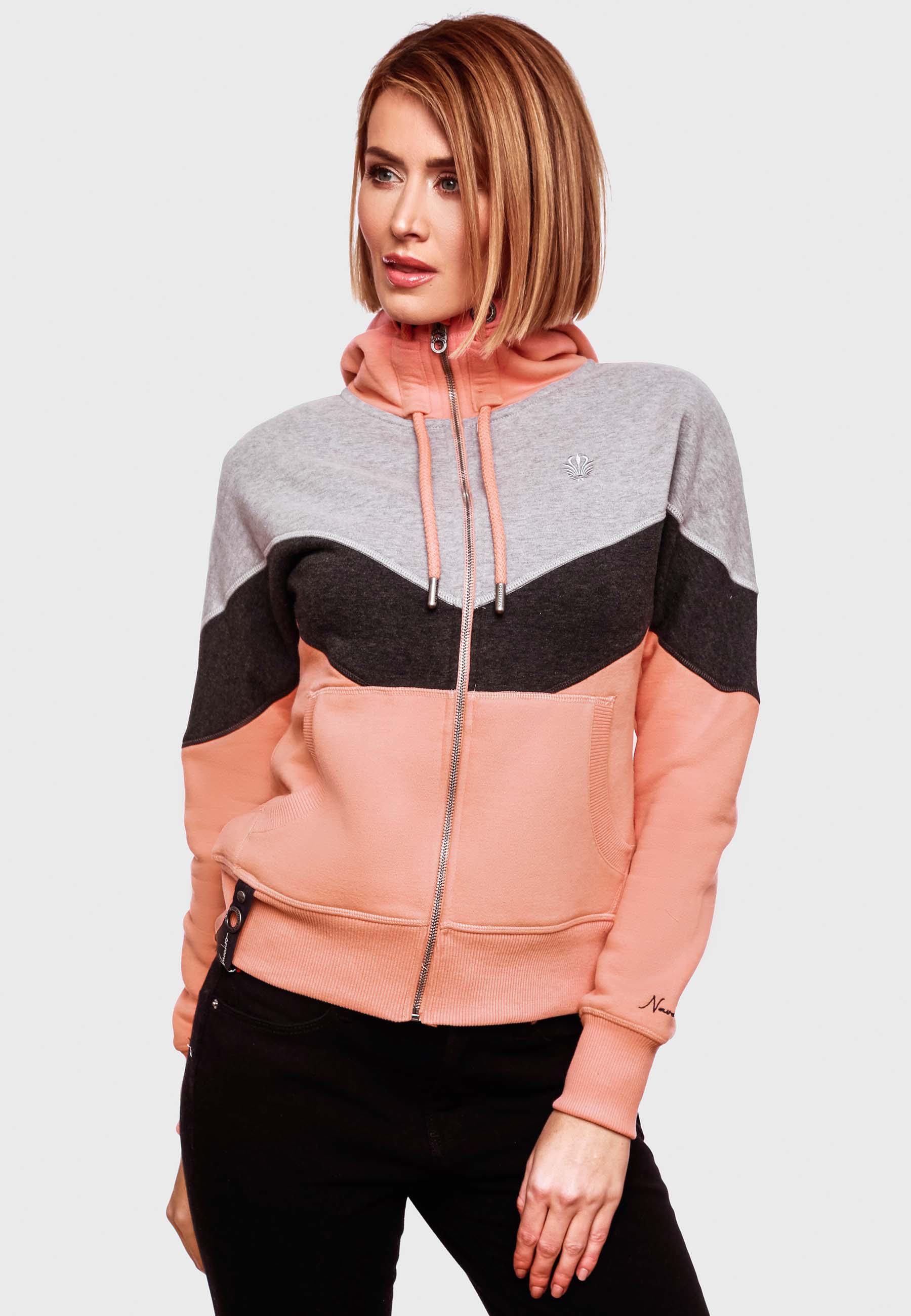 Extraweiche Kapuzen-Sweatjacke Multicolor "Honigperle" Apricot