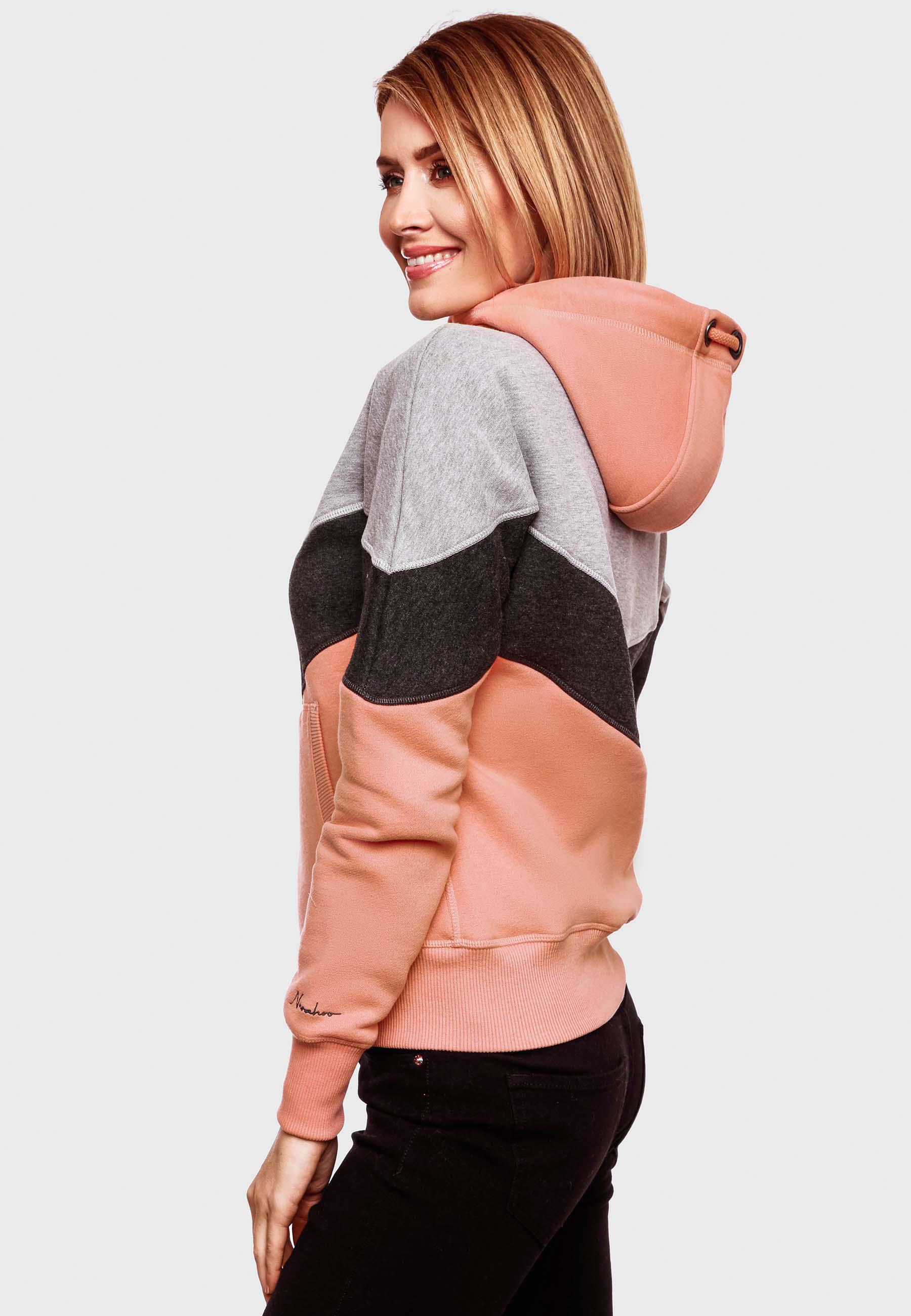 Extraweiche Kapuzen-Sweatjacke Multicolor "Honigperle" Apricot