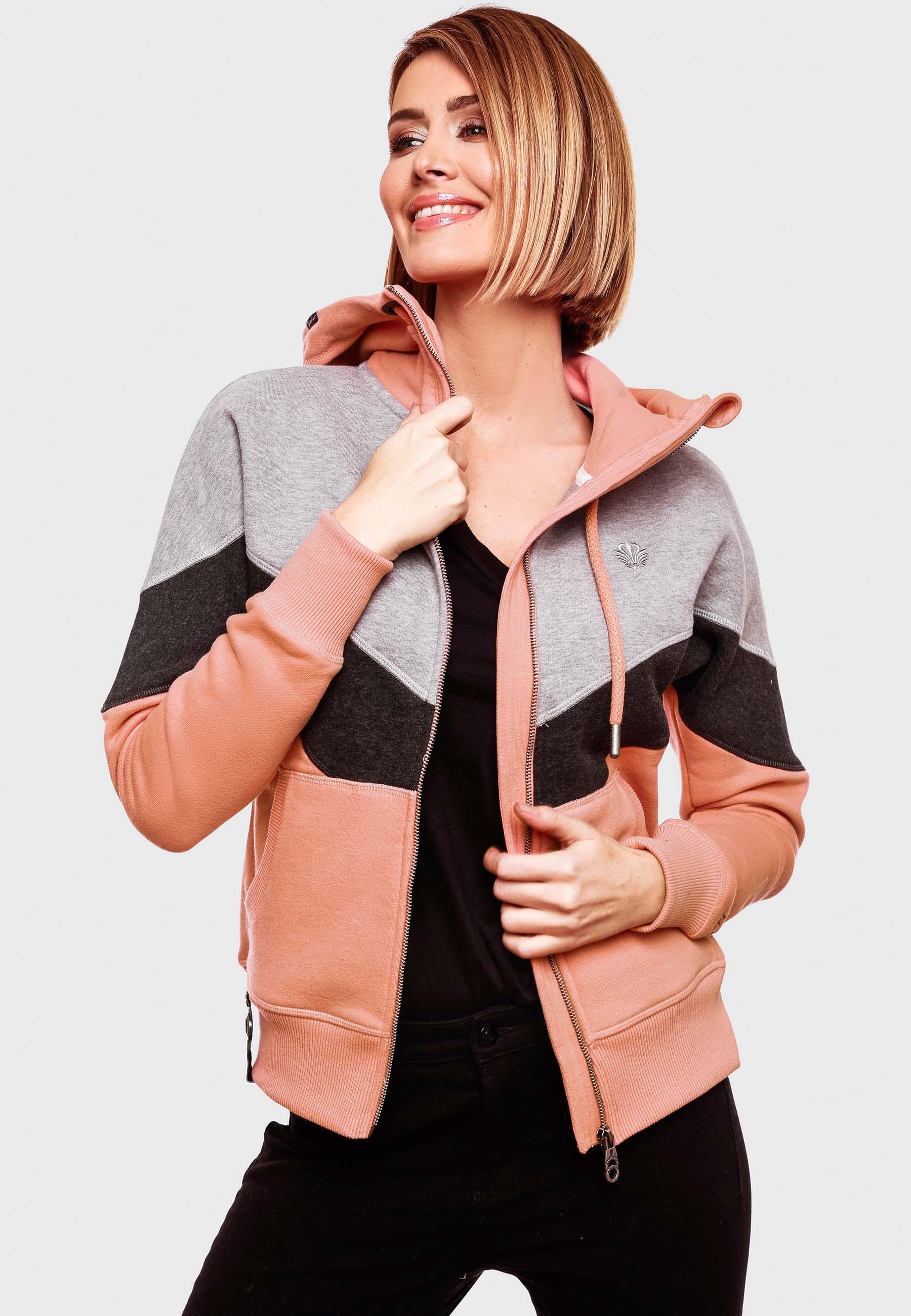 Extraweiche Kapuzen-Sweatjacke Multicolor "Honigperle" Apricot