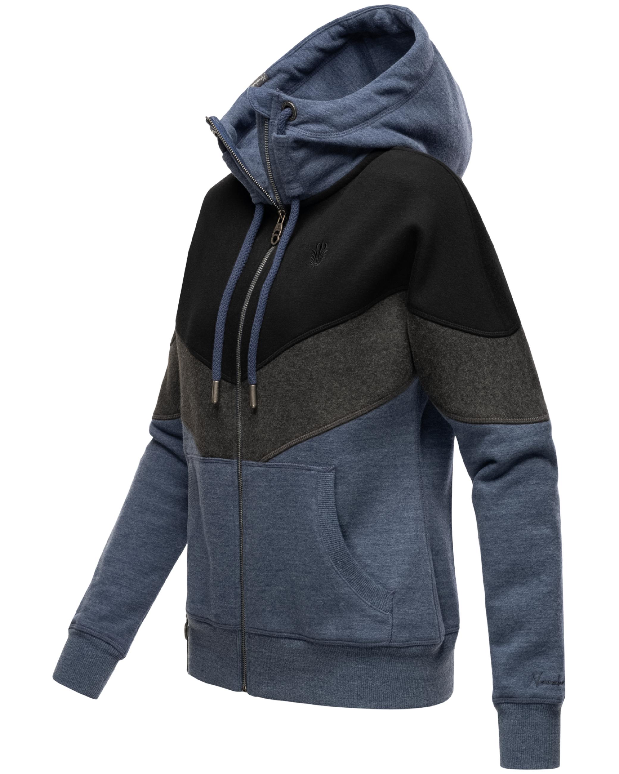 Extraweiche Kapuzen-Sweatjacke Multicolor "Honigperle" Dusty Blue Melange