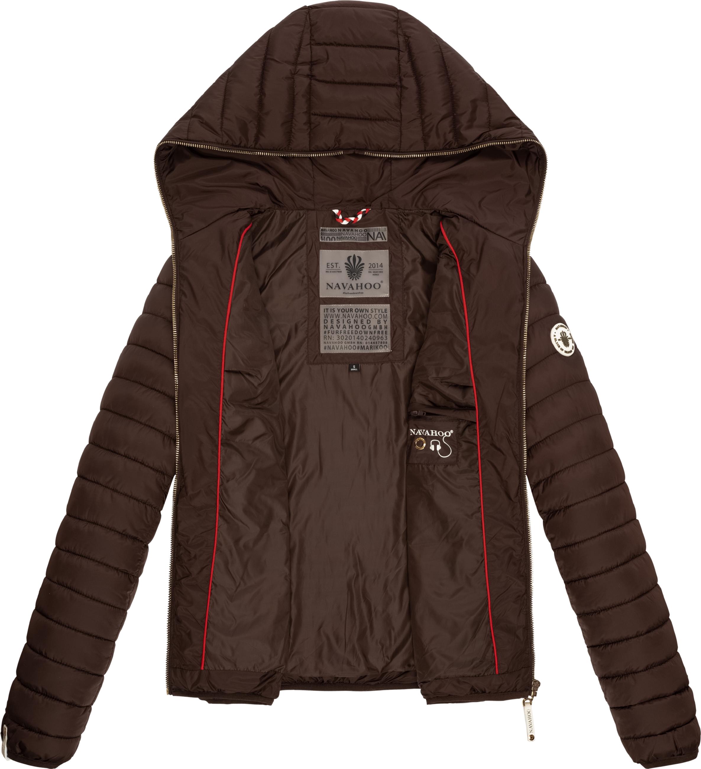 Leichte Steppjacke mit Kapuze "Ich Bin Hübsch" Dark Choco