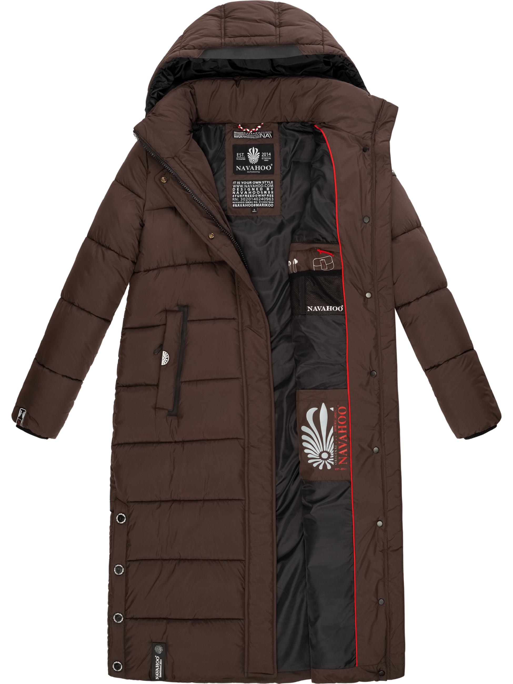 Langer Winter Steppmantel "Isalie" Dark Choco