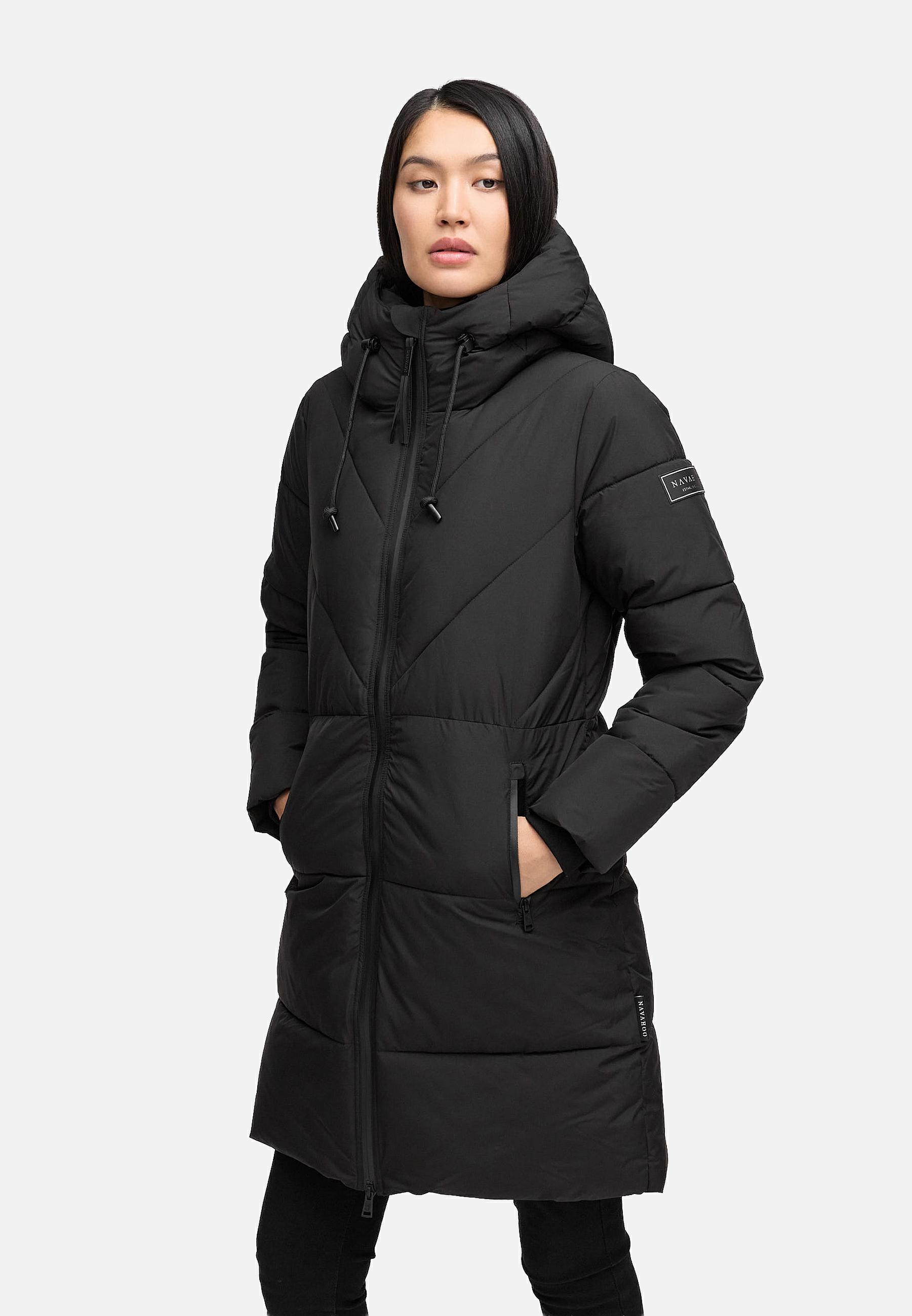 Warmer Steppmantel mit Fleece-gefüttertem Kragen "Kältekuschel XIV" Black