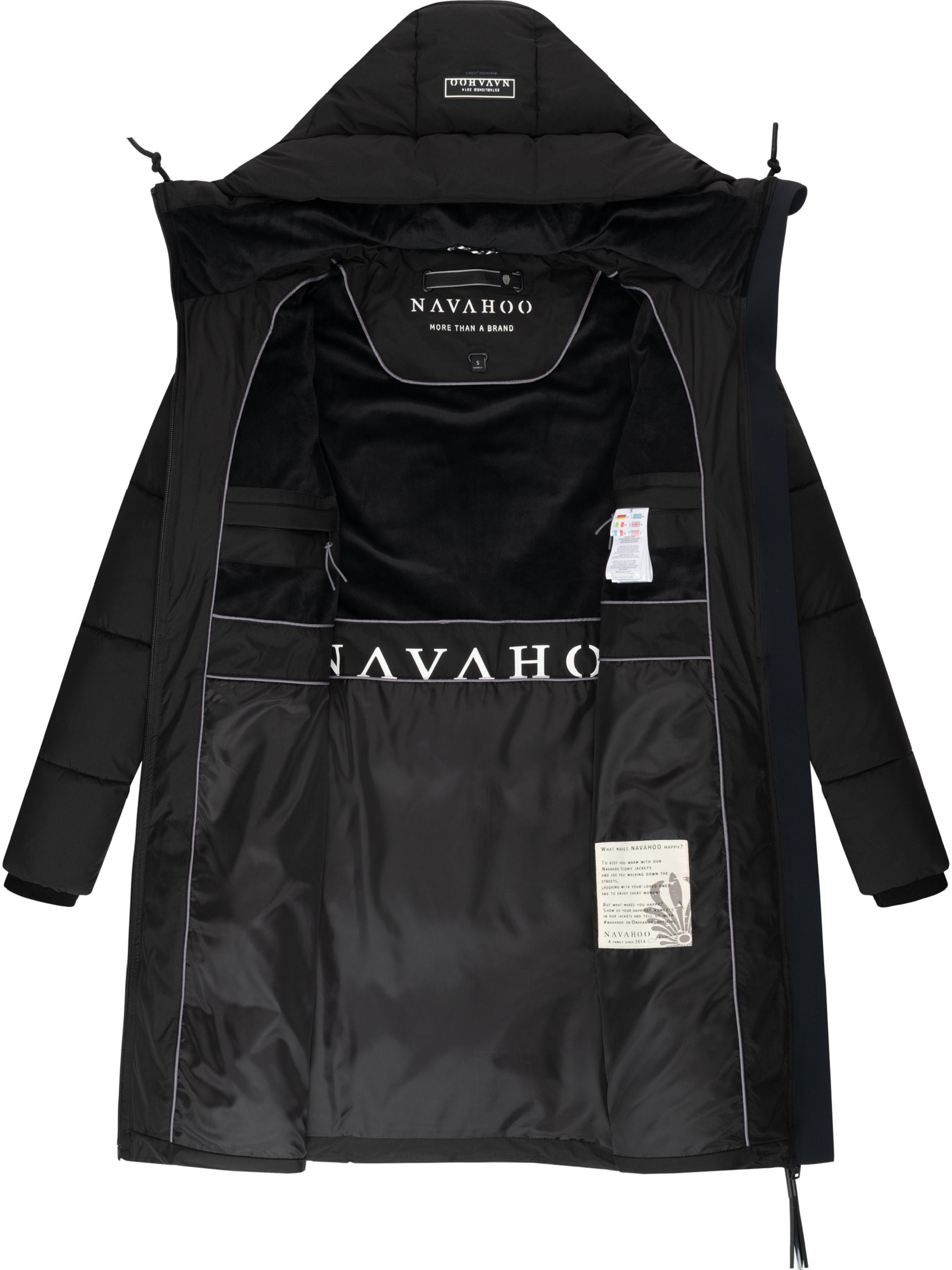 Warmer Steppmantel mit Fleece-gefüttertem Kragen "Kältekuschel XIV" Black