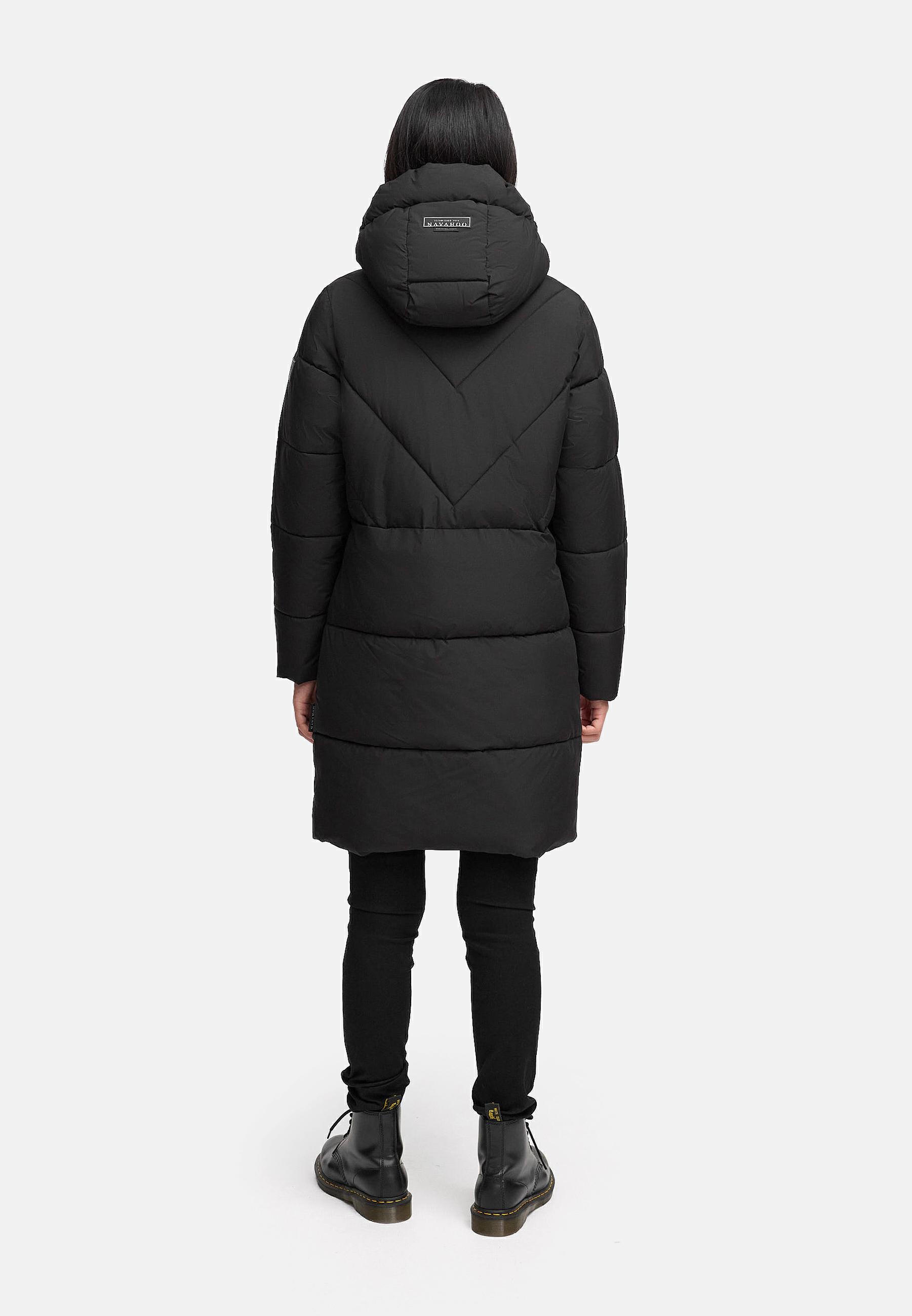 Warmer Steppmantel mit Fleece-gefüttertem Kragen "Kältekuschel XIV" Black
