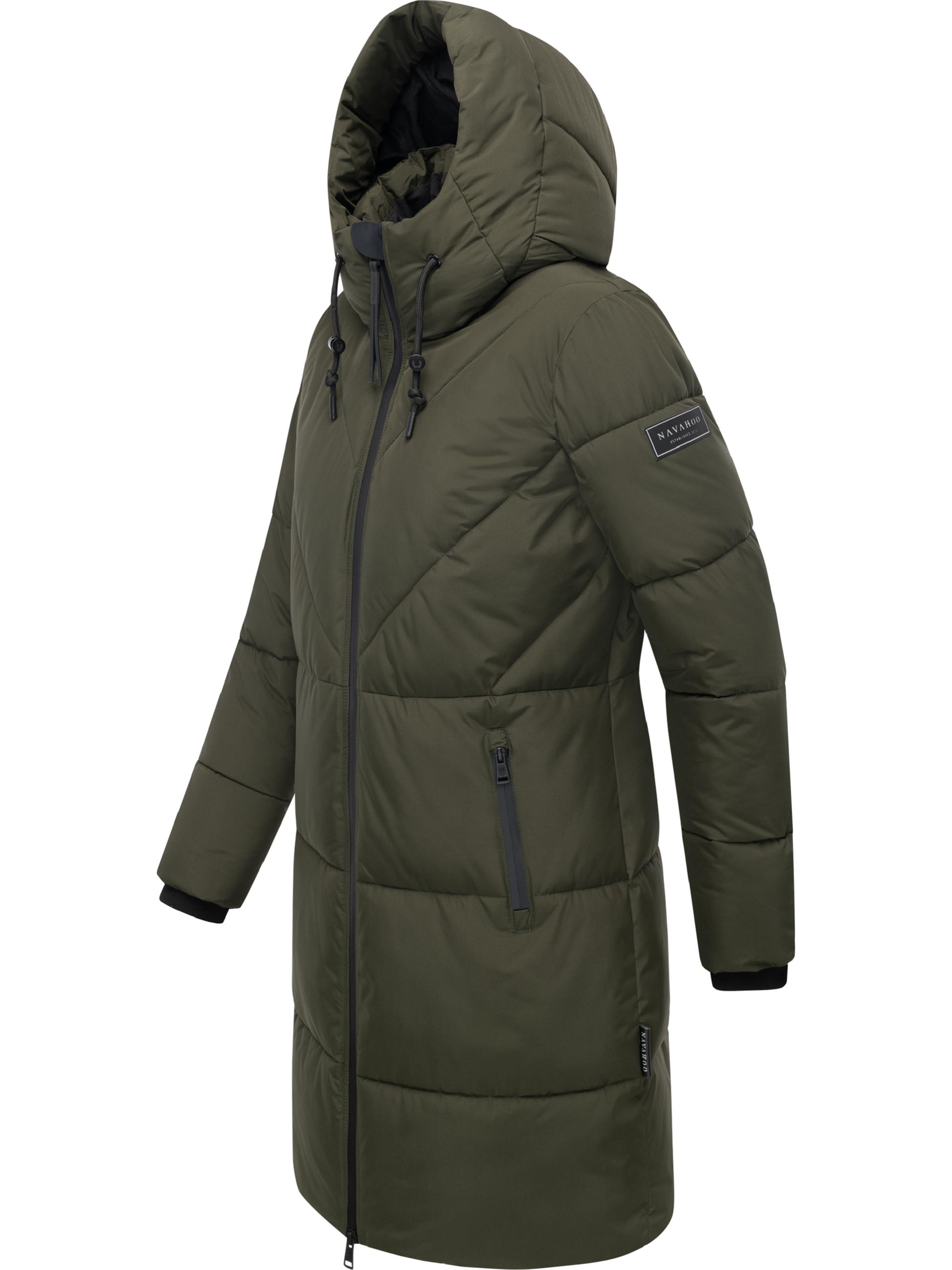 Warmer Steppmantel mit Fleece-gefüttertem Kragen "Kältekuschel XIV" Dark Olive