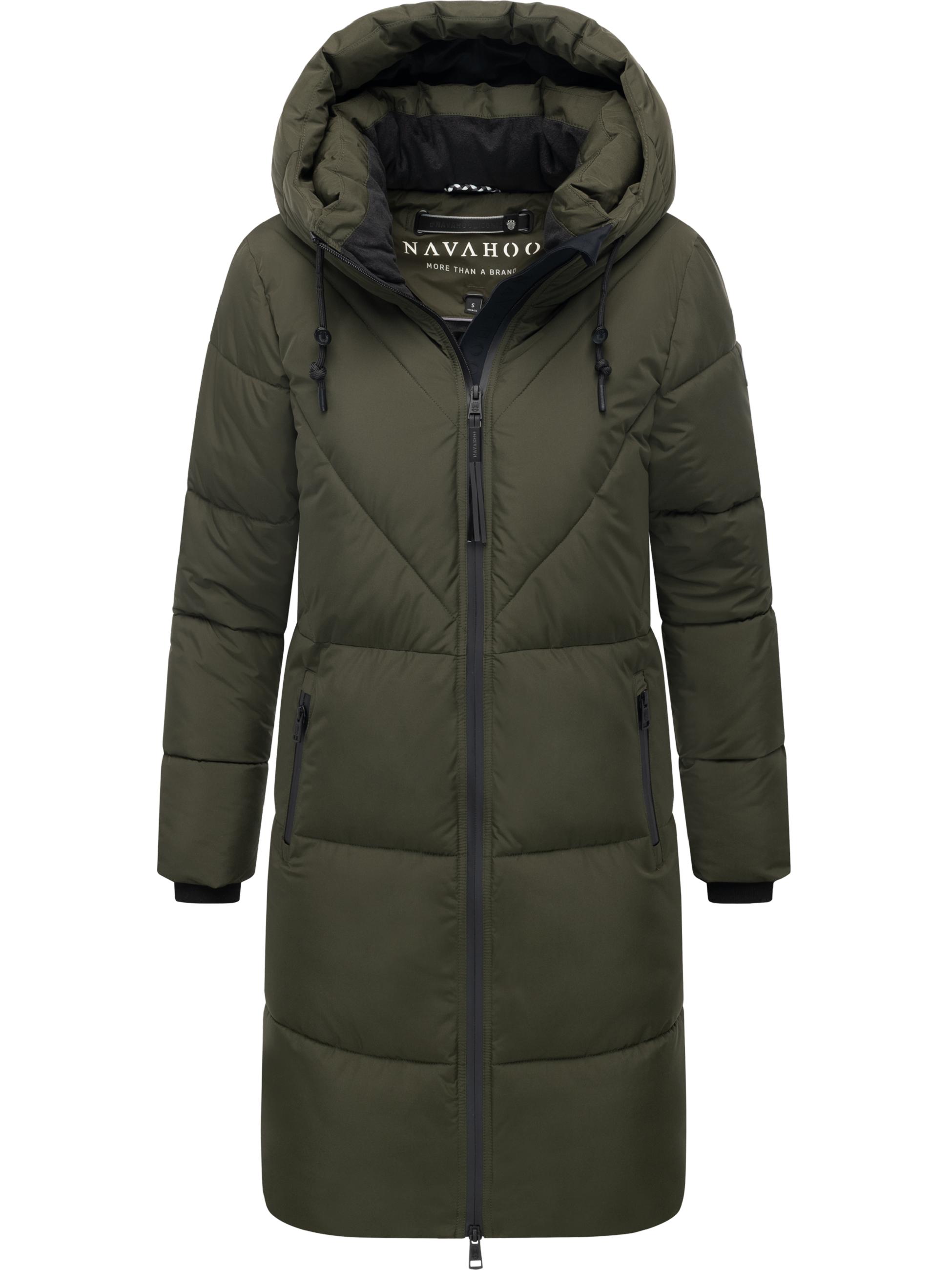 Warmer Steppmantel mit Fleece-gefüttertem Kragen "Kältekuschel XIV" Dark Olive