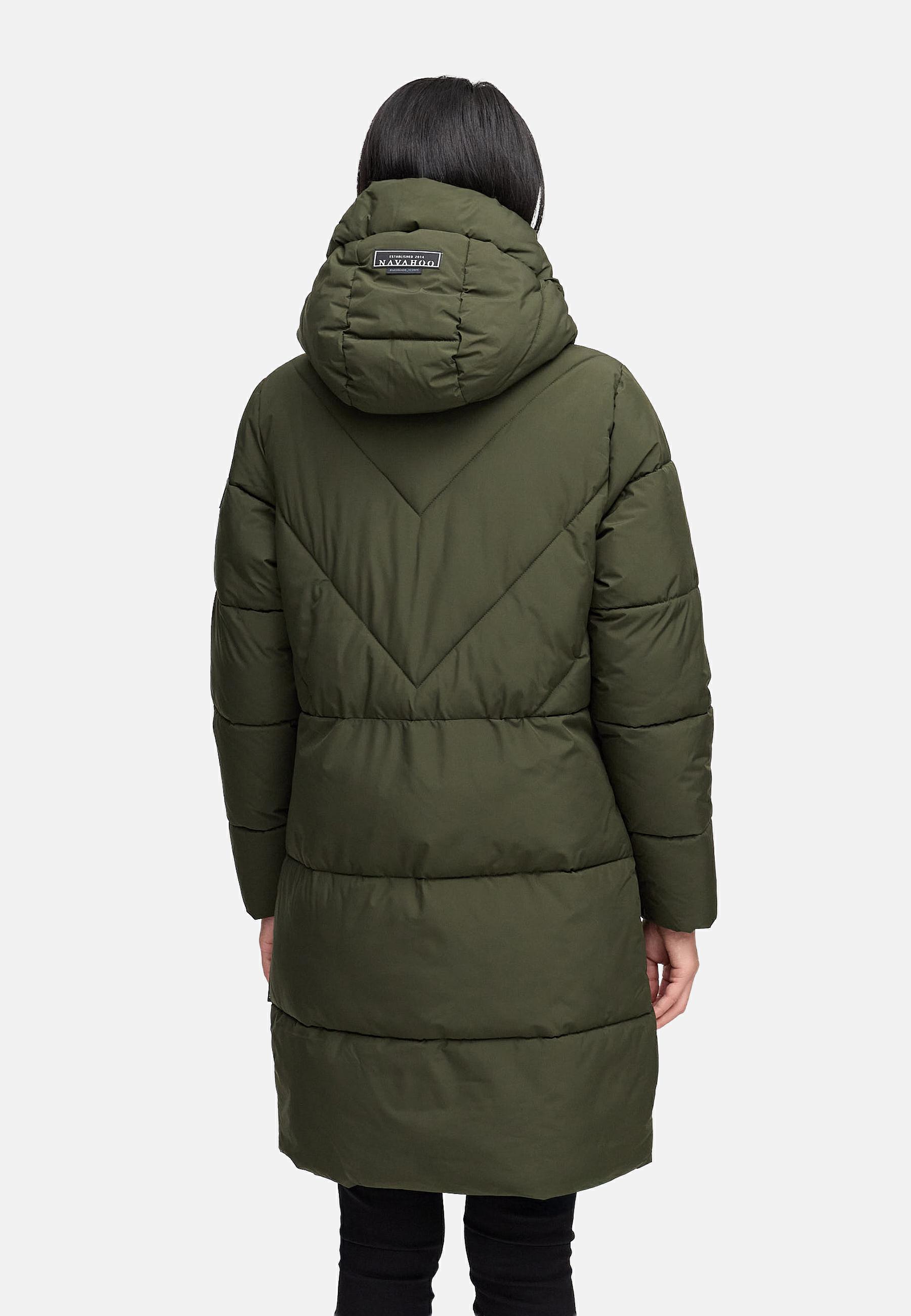 Warmer Steppmantel mit Fleece-gefüttertem Kragen "Kältekuschel XIV" Dark Olive
