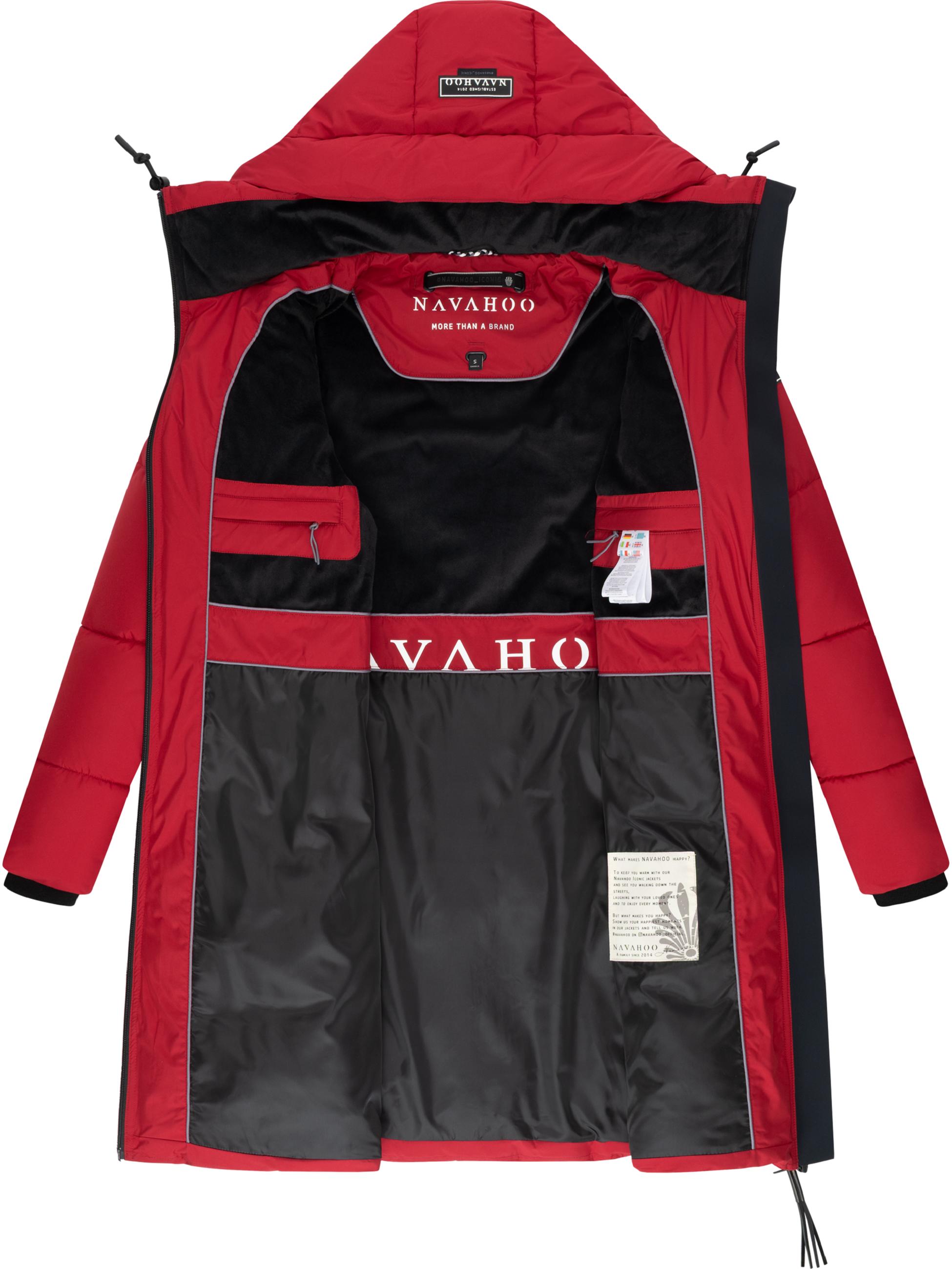 Warmer Steppmantel mit Fleece-gefüttertem Kragen "Kältekuschel XIV" Dark Red