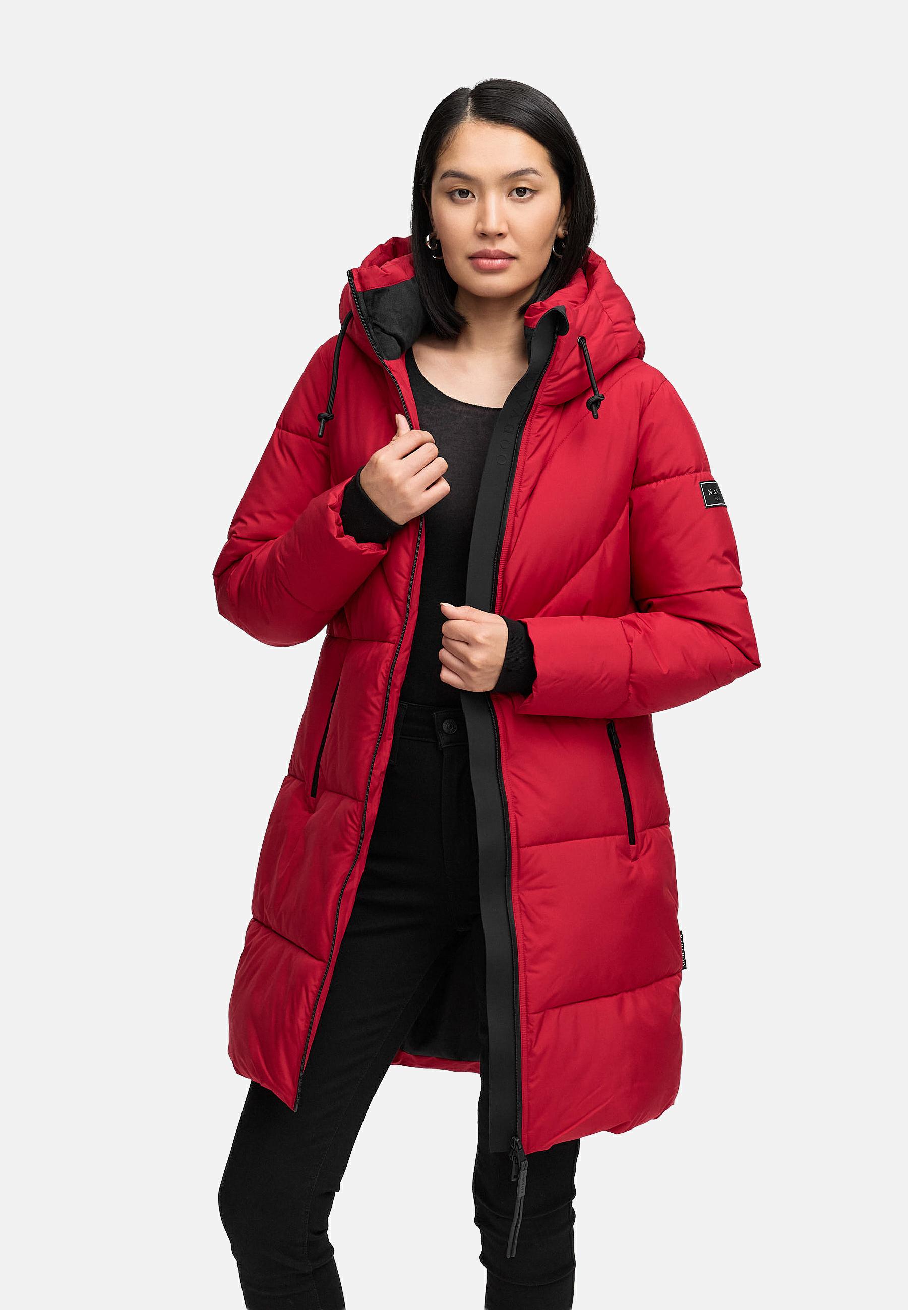Warmer Steppmantel mit Fleece-gefüttertem Kragen "Kältekuschel XIV" Dark Red