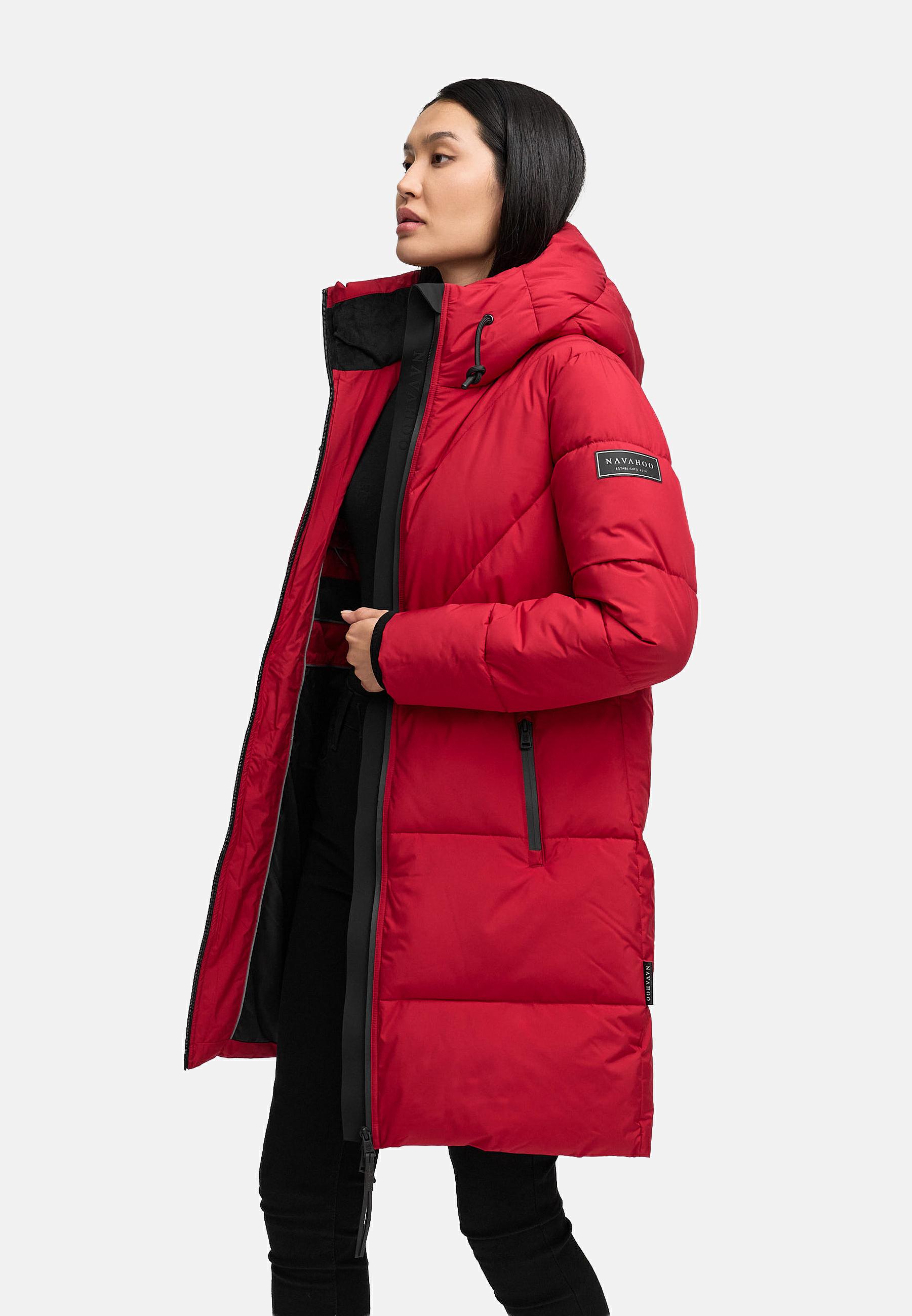 Warmer Steppmantel mit Fleece-gefüttertem Kragen "Kältekuschel XIV" Dark Red