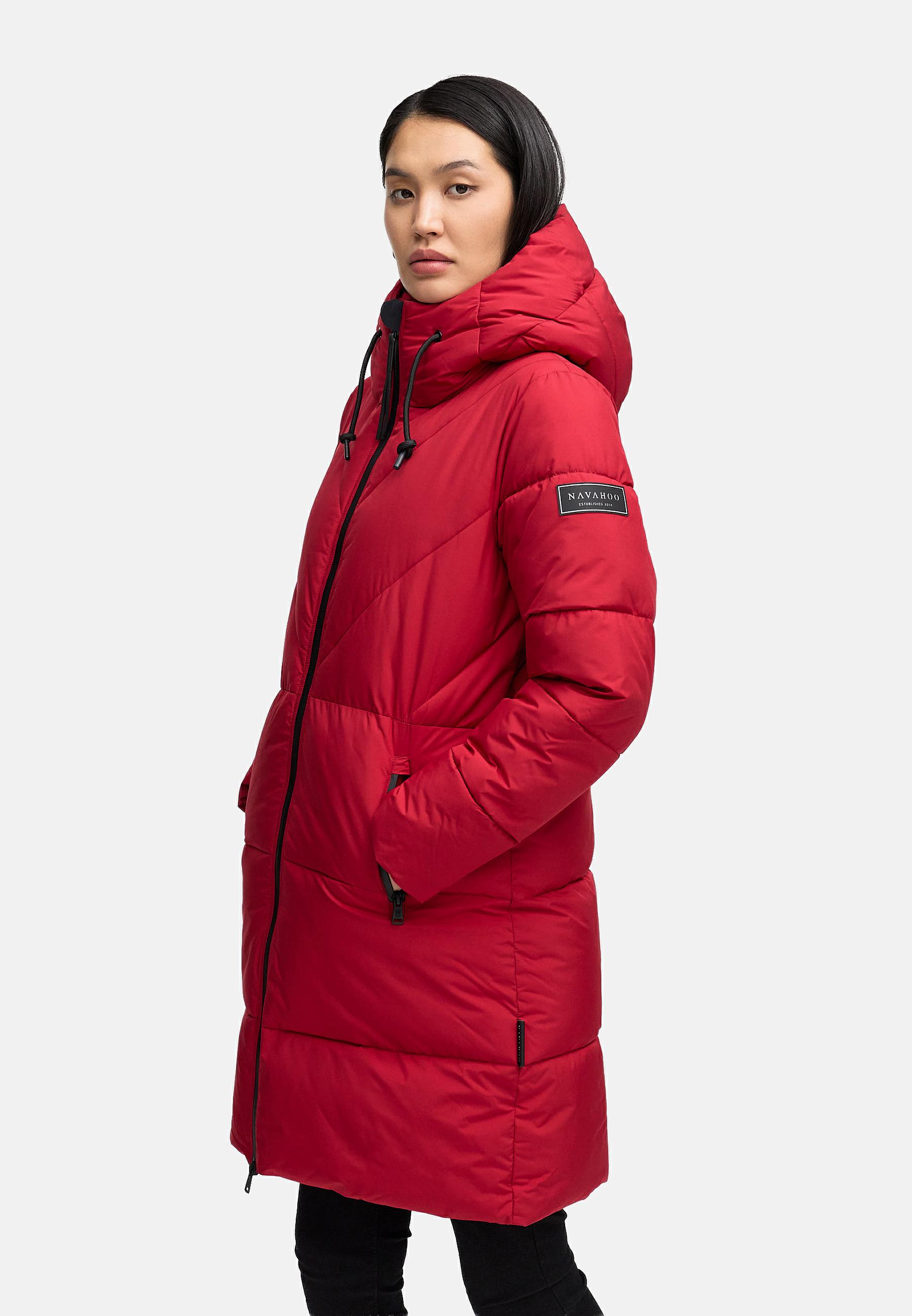 Warmer Steppmantel mit Fleece-gefüttertem Kragen "Kältekuschel XIV" Dark Red