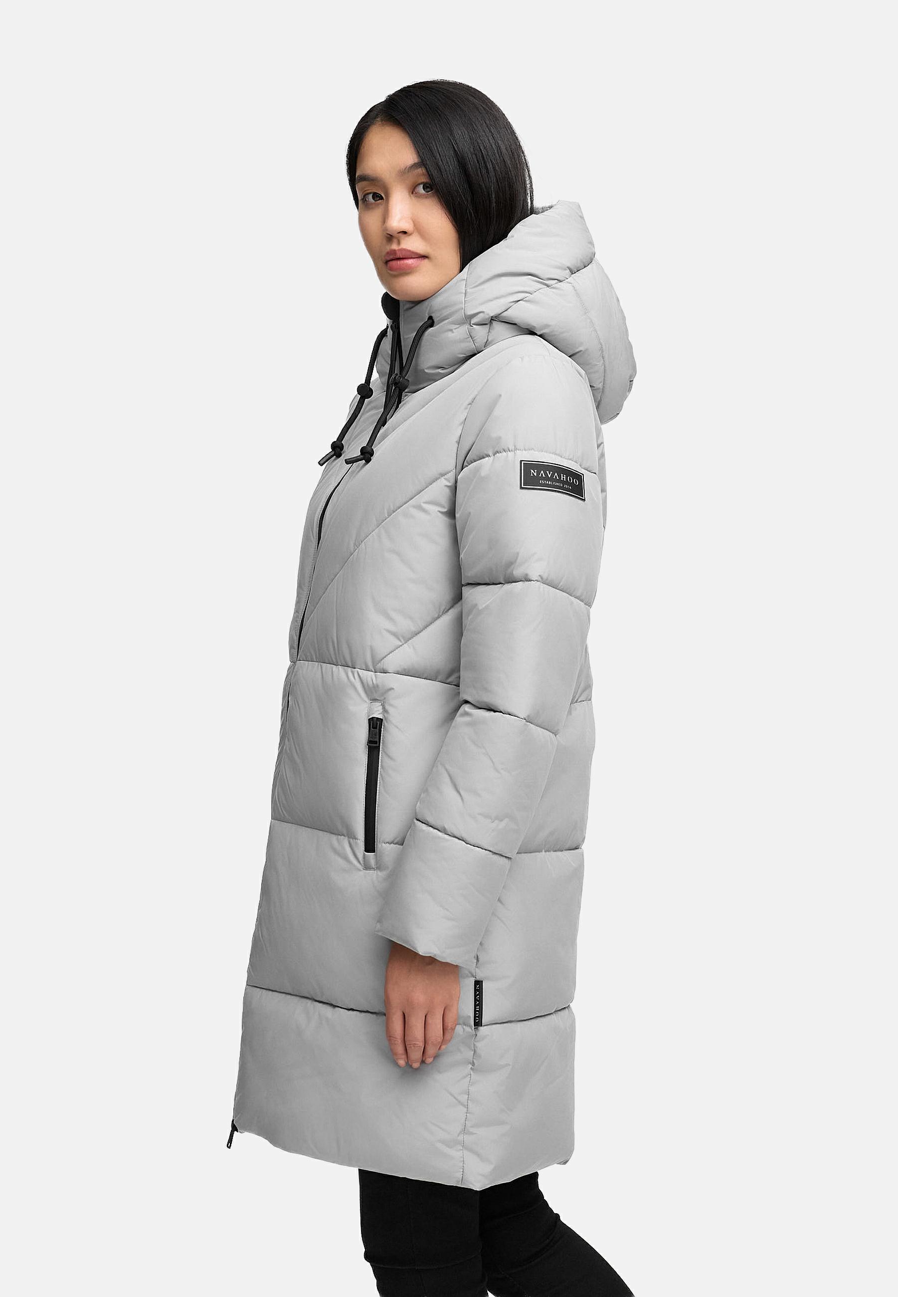 Warmer Steppmantel mit Fleece-gefüttertem Kragen "Kältekuschel XIV" Grey