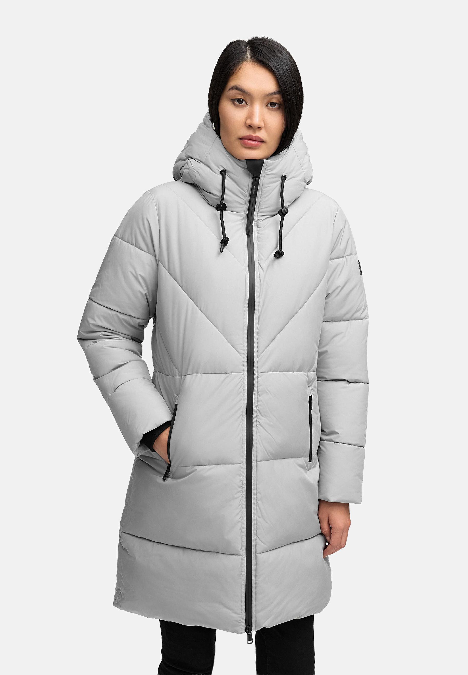 Warmer Steppmantel mit Fleece-gefüttertem Kragen "Kältekuschel XIV" Grey