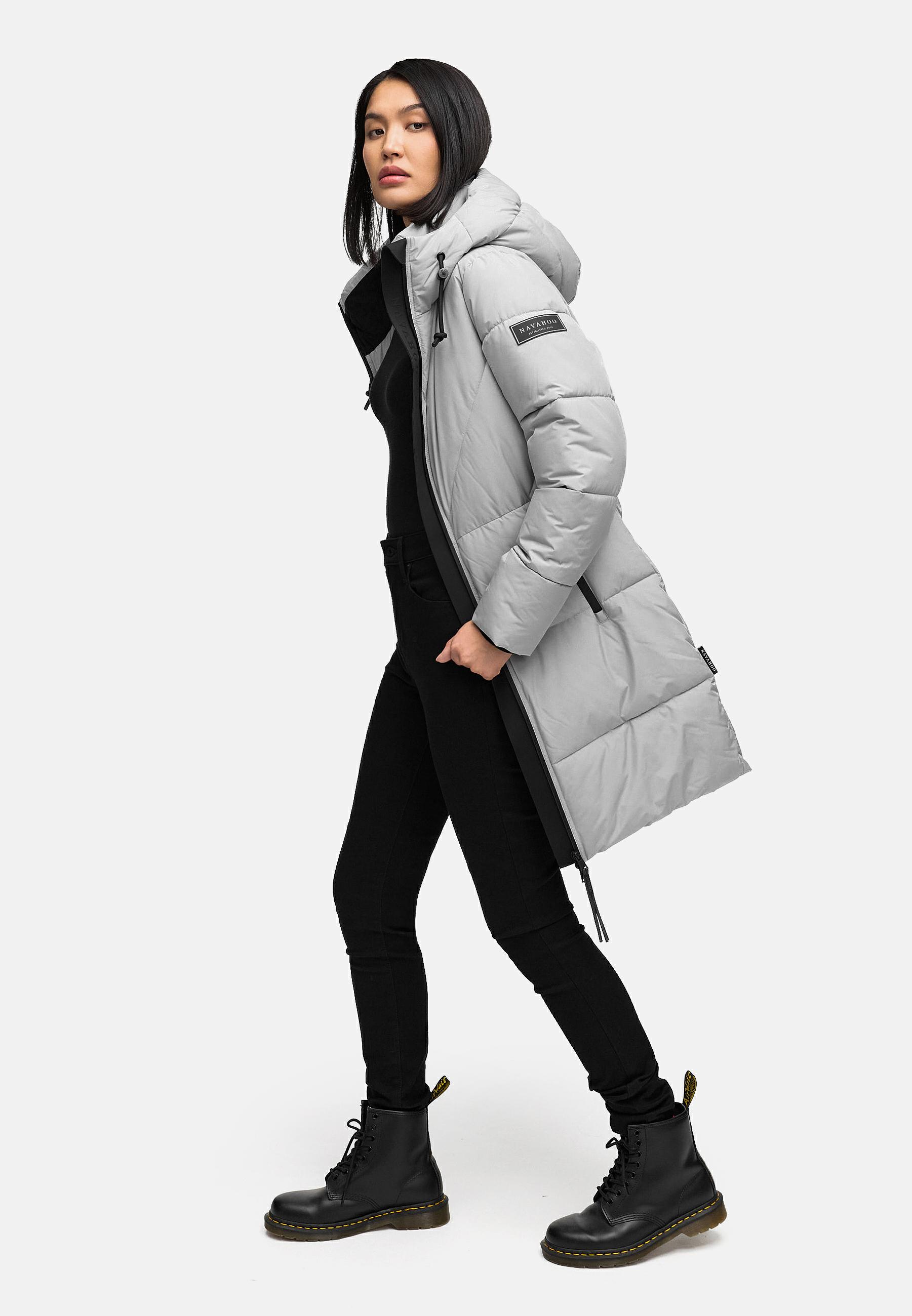 Warmer Steppmantel mit Fleece-gefüttertem Kragen "Kältekuschel XIV" Grey