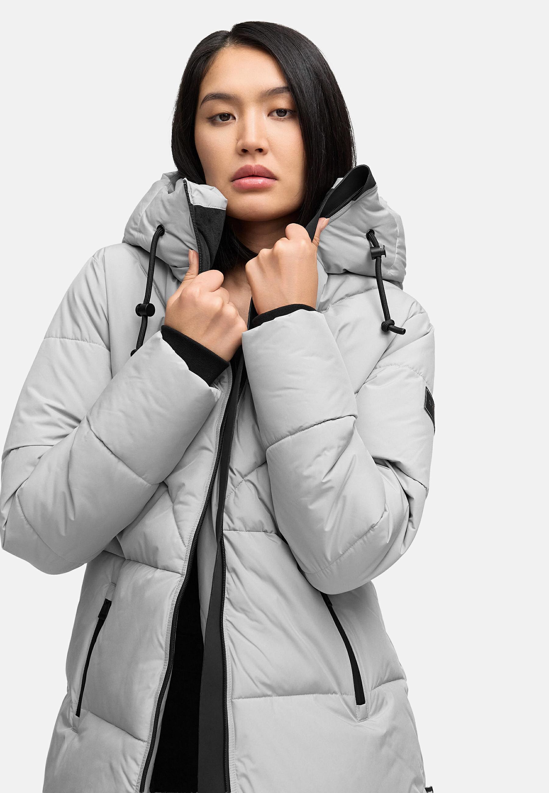 Warmer Steppmantel mit Fleece-gefüttertem Kragen "Kältekuschel XIV" Grey