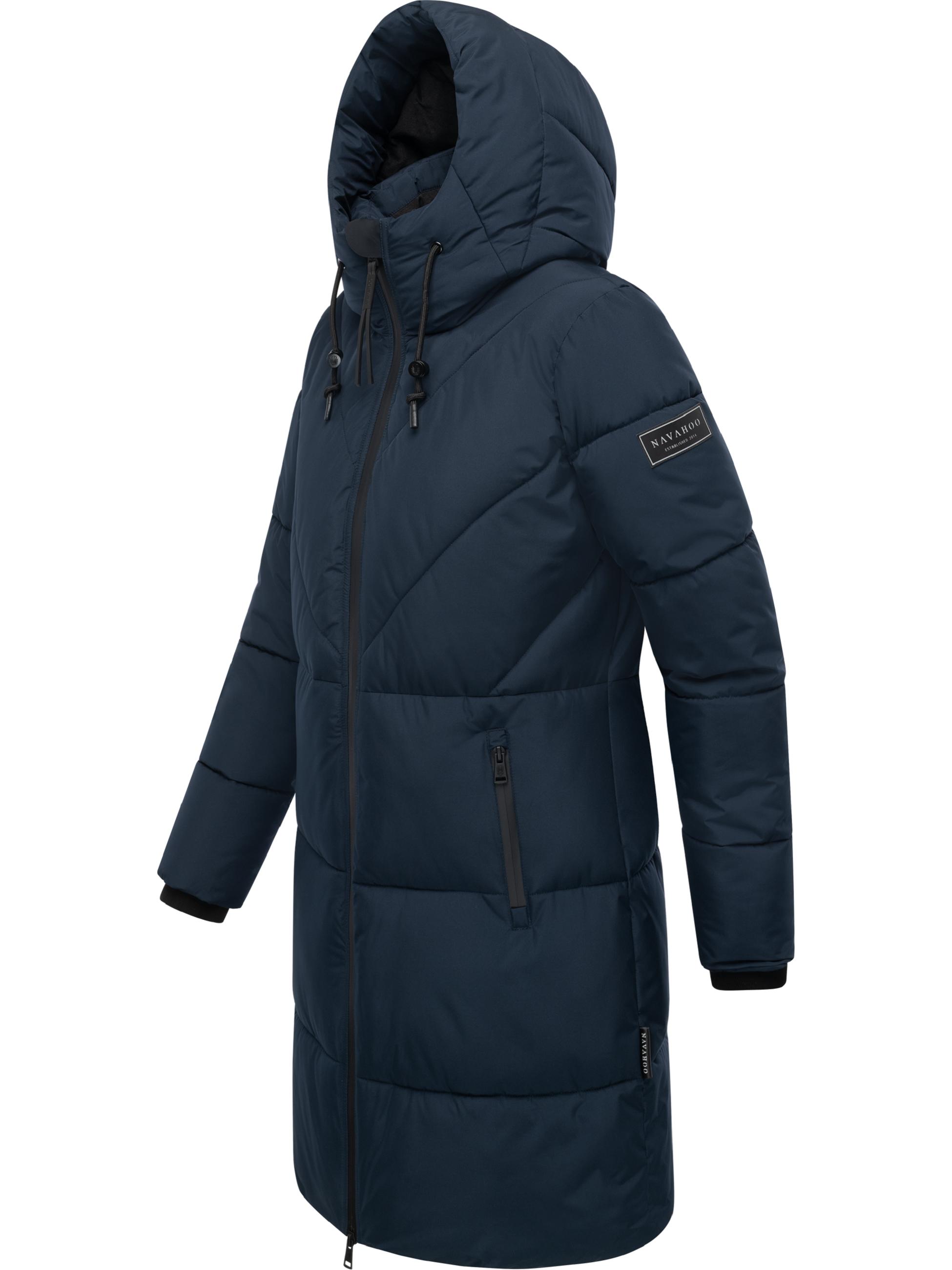 Warmer Steppmantel mit Fleece-gefüttertem Kragen "Kältekuschel XIV" Navy