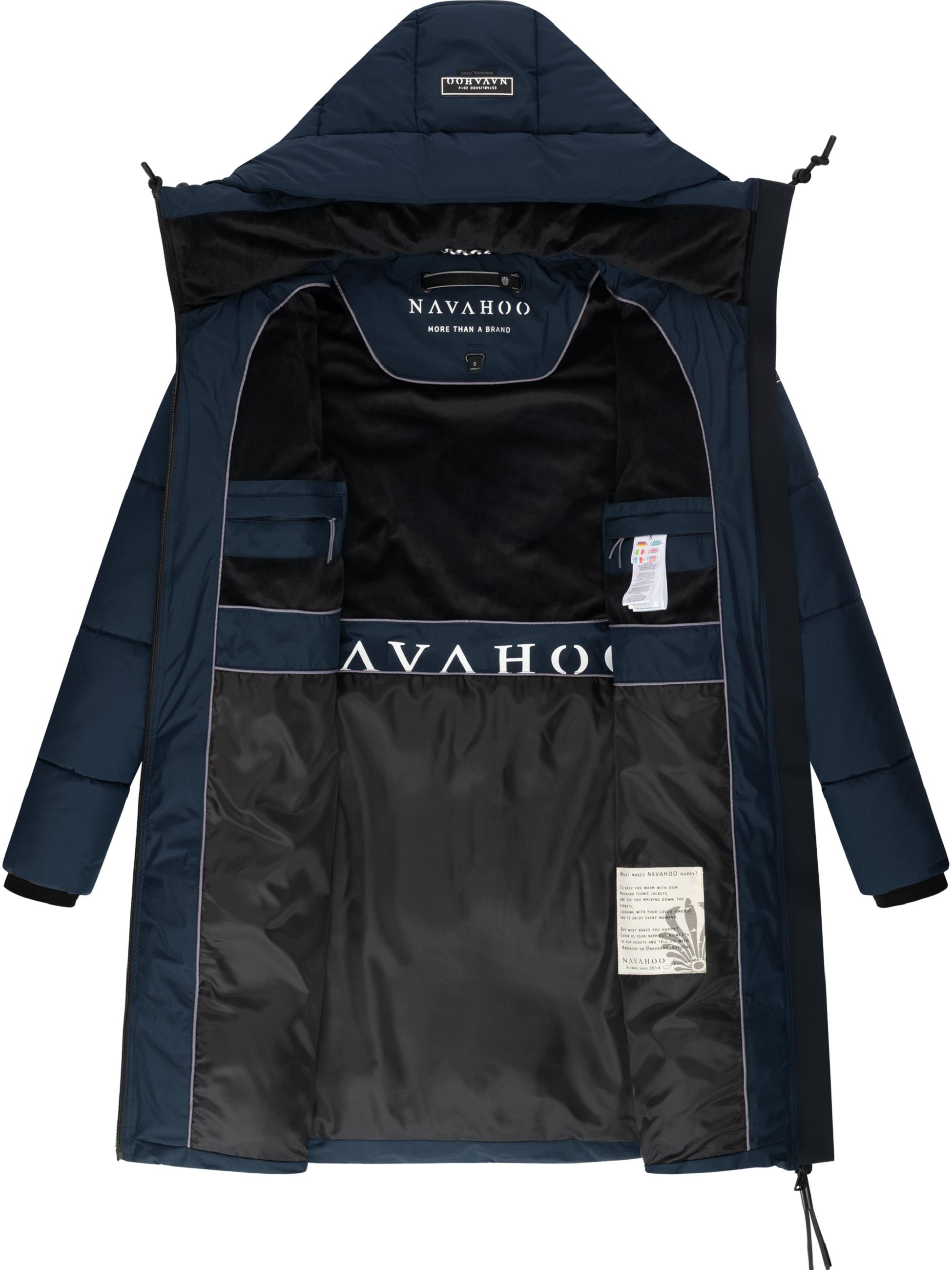Warmer Steppmantel mit Fleece-gefüttertem Kragen "Kältekuschel XIV" Navy