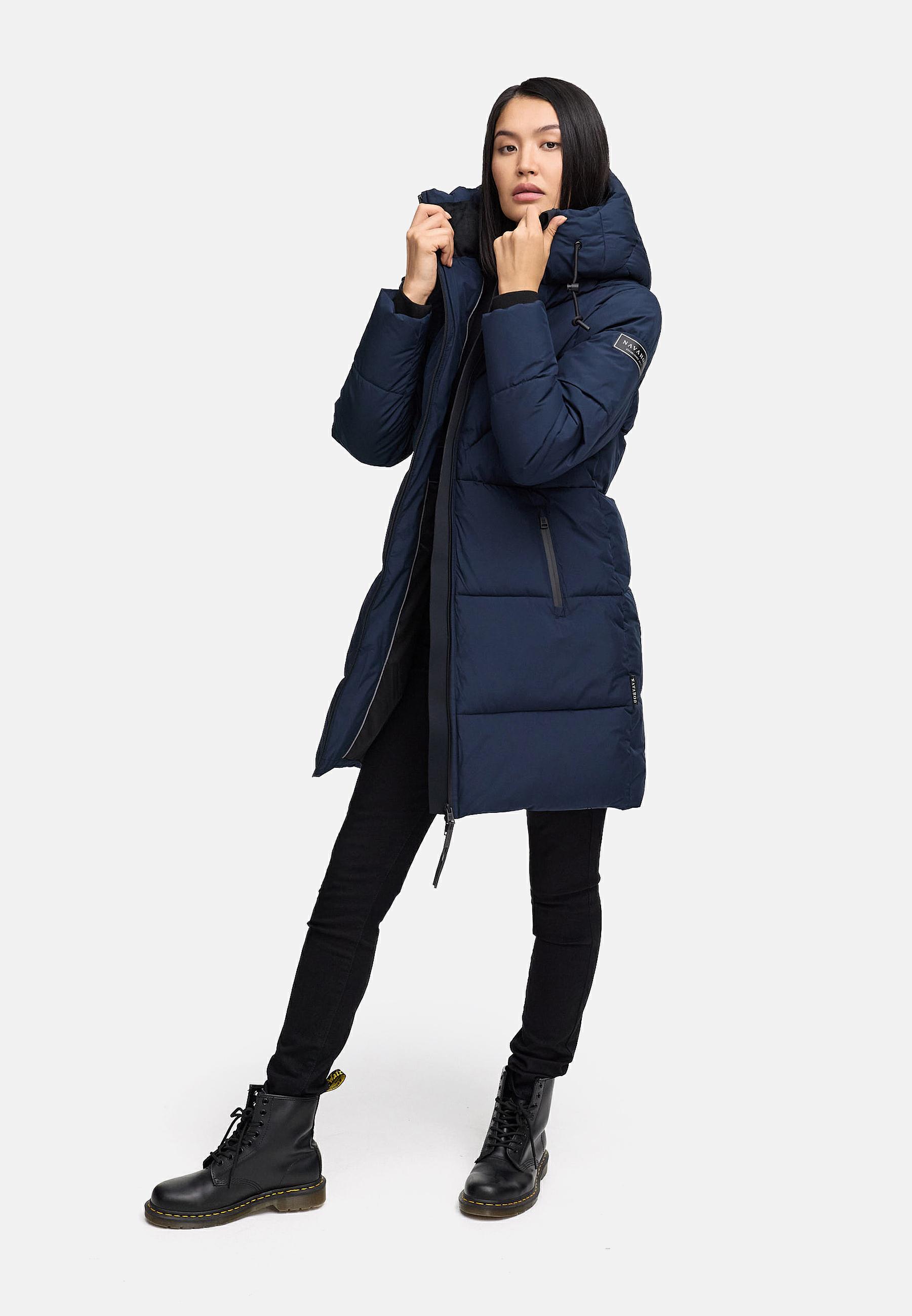 Warmer Steppmantel mit Fleece-gefüttertem Kragen "Kältekuschel XIV" Navy