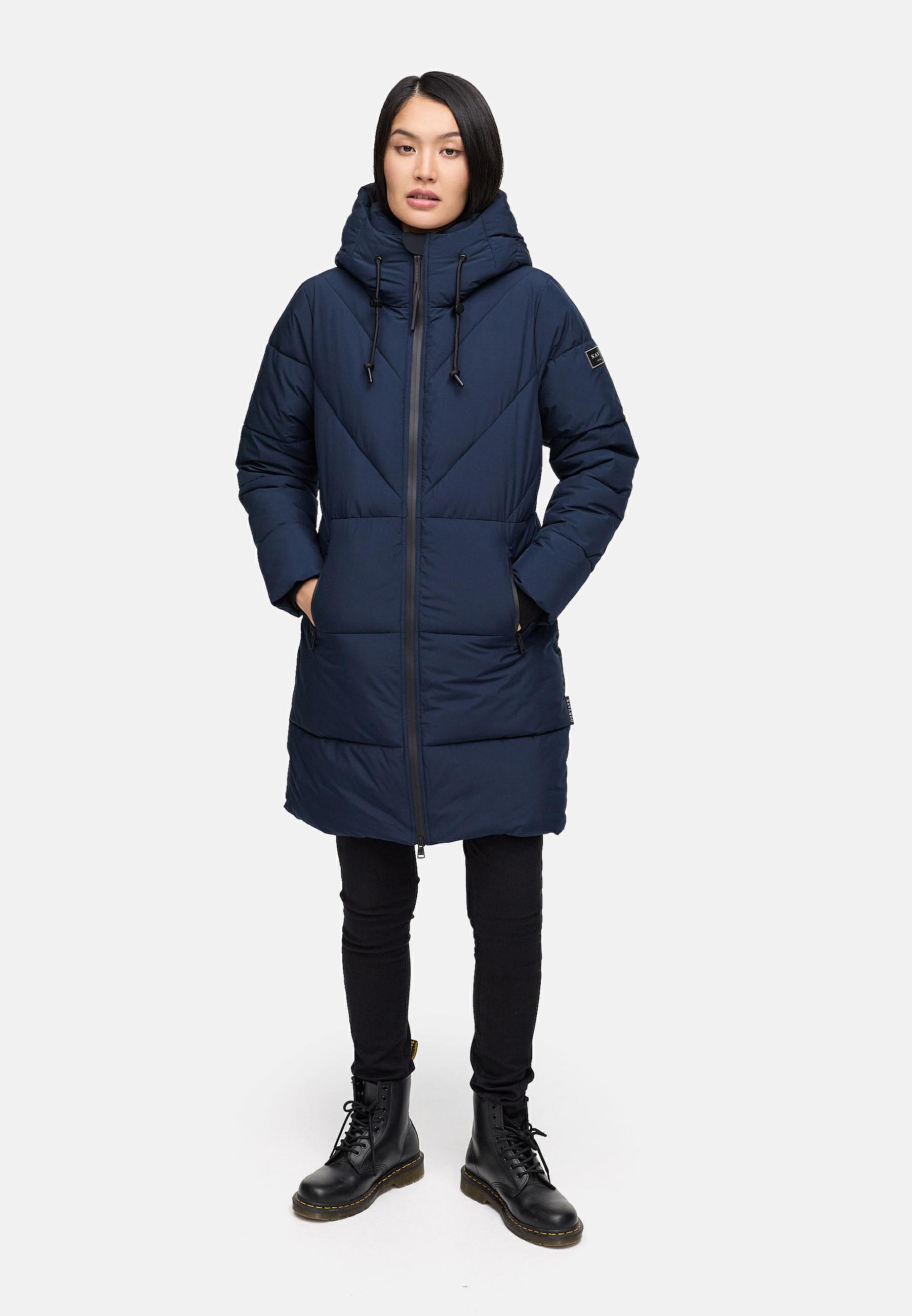 Warmer Steppmantel mit Fleece-gefüttertem Kragen "Kältekuschel XIV" Navy