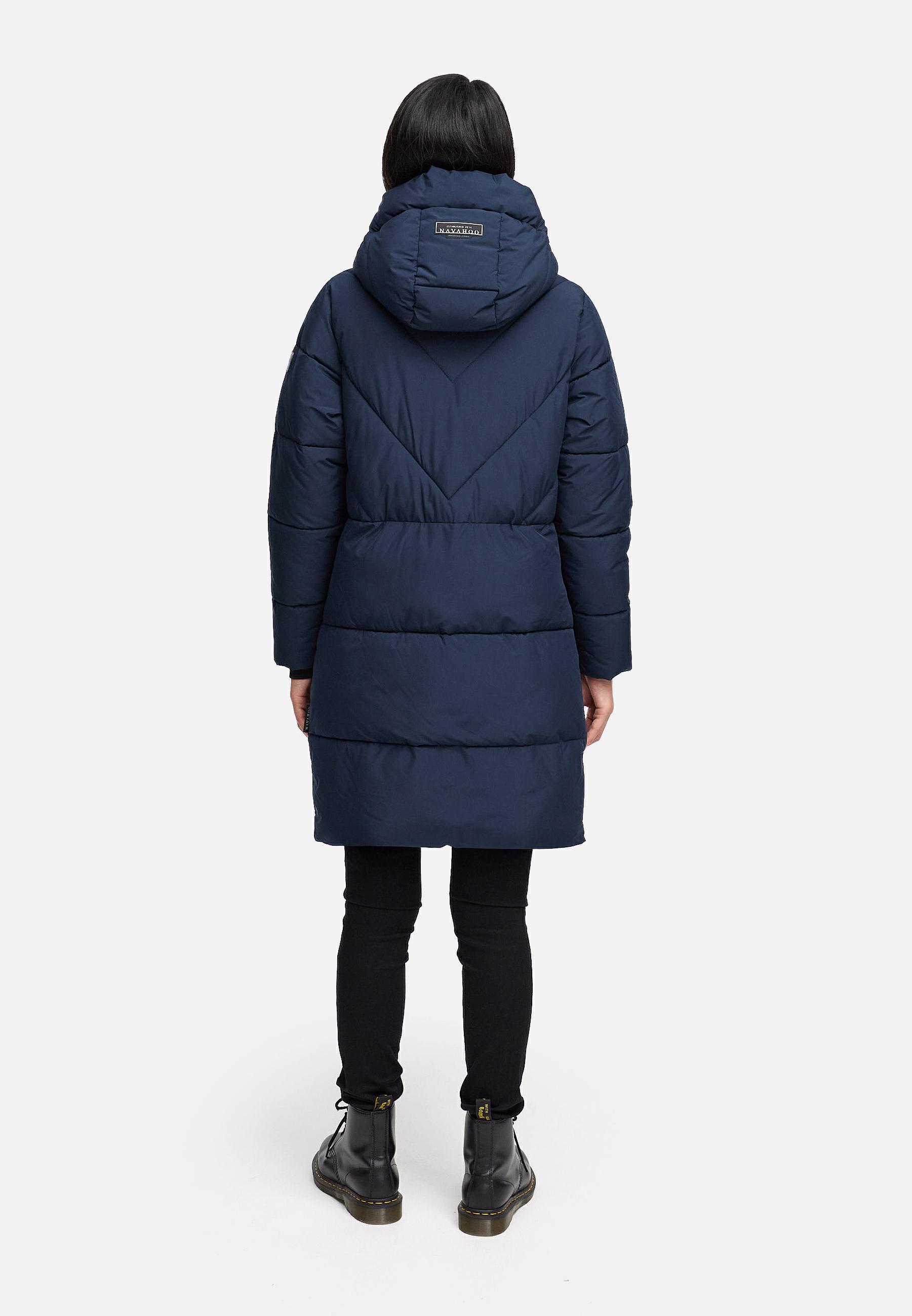Warmer Steppmantel mit Fleece-gefüttertem Kragen "Kältekuschel XIV" Navy